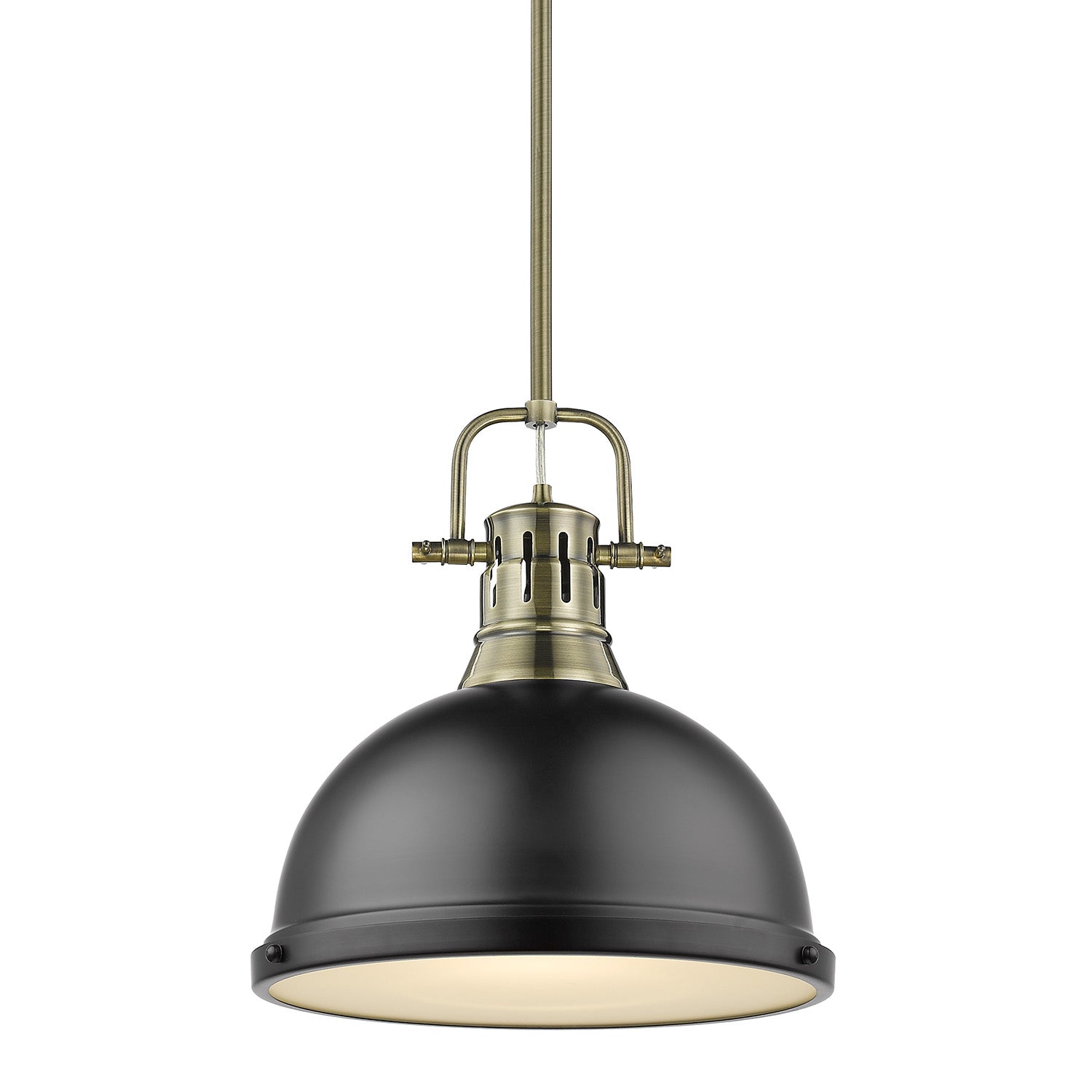 Golden - 3604-L AB-BLK - One Light Pendant - Duncan AB - Aged Brass