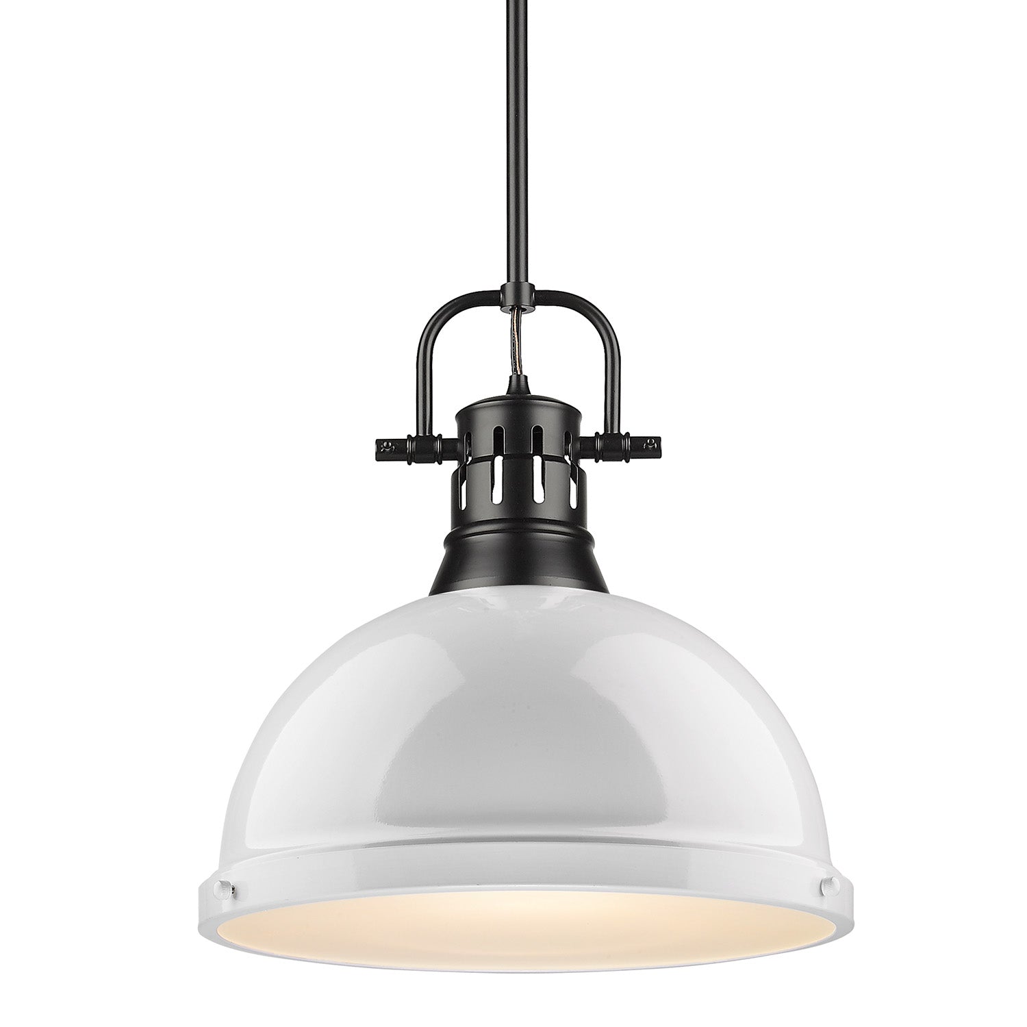 Golden - 3604-L BLK-WH - One Light Pendant - Duncan BLK - Matte Black