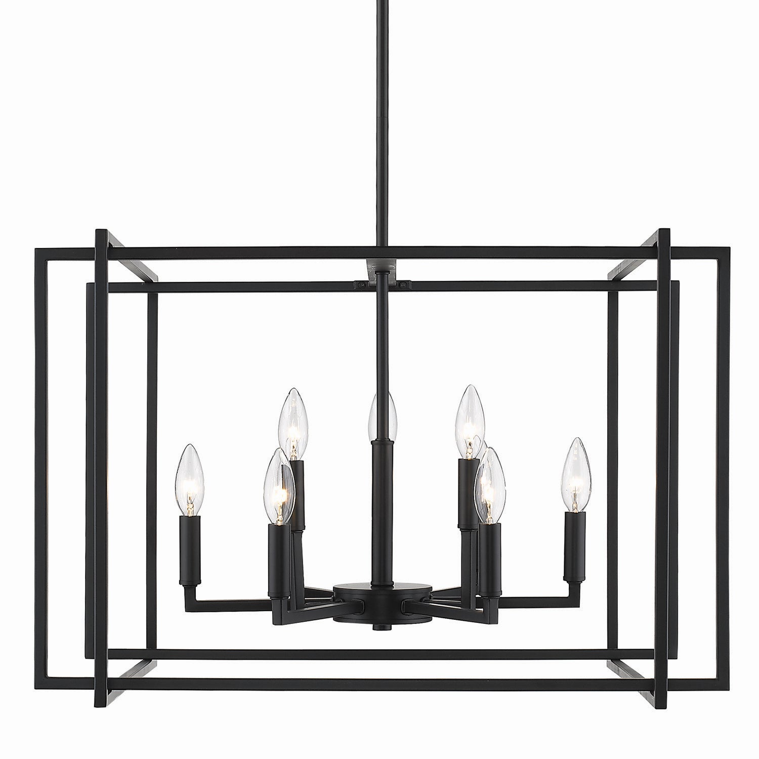 Golden - 6070-9 BLK-BLK - Nine Light Chandelier - Tribeca BLK - Matte Black