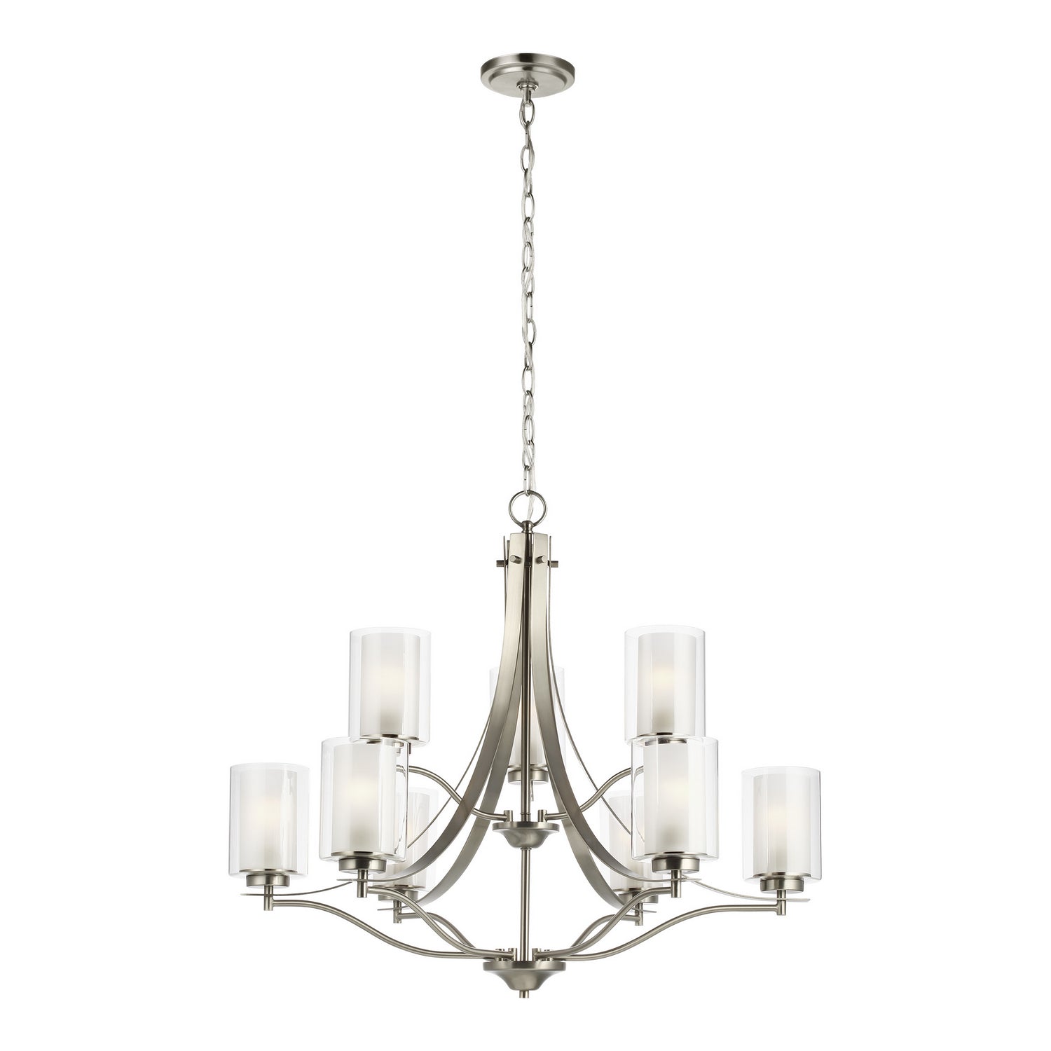 Generation Lighting. - 3137309-962 - Nine Light Chandelier - Elmwood Park - Brushed Nickel