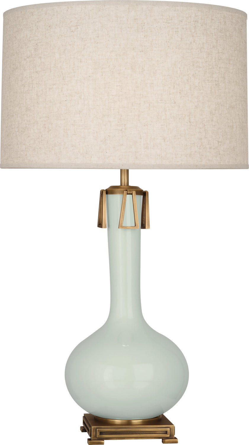 Robert Abbey - CL992 - One Light Table Lamp - Athena - Celadon Glazed Ceramic w/Aged Brass