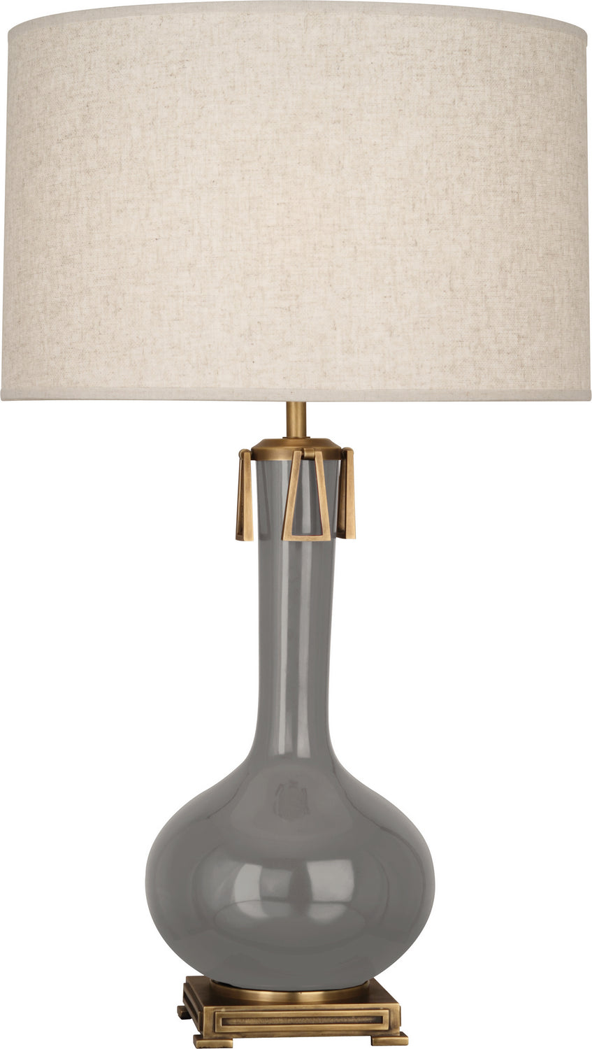 Robert Abbey - ST992 - One Light Table Lamp - Athena - Smokey Taupe Glazed Ceramic w/Aged Brass