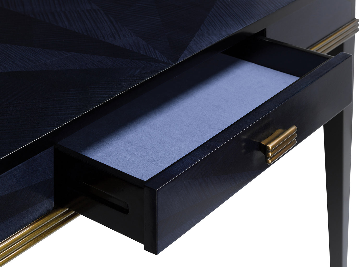 Desk from the Kallista collection in Dark Sapphire/Caviar Black/Antique Brass finish