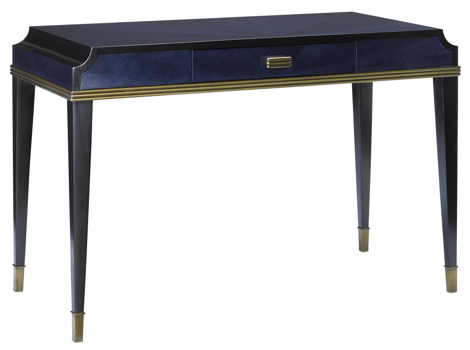 Desk from the Kallista collection in Dark Sapphire/Caviar Black/Antique Brass finish