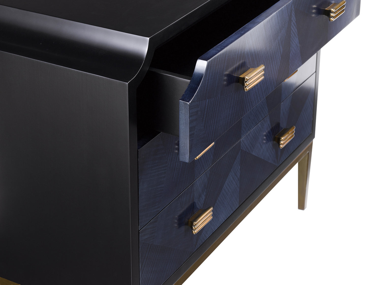 Chest from the Kallista collection in Dark Sapphire/Caviar Black/Antique Brass finish