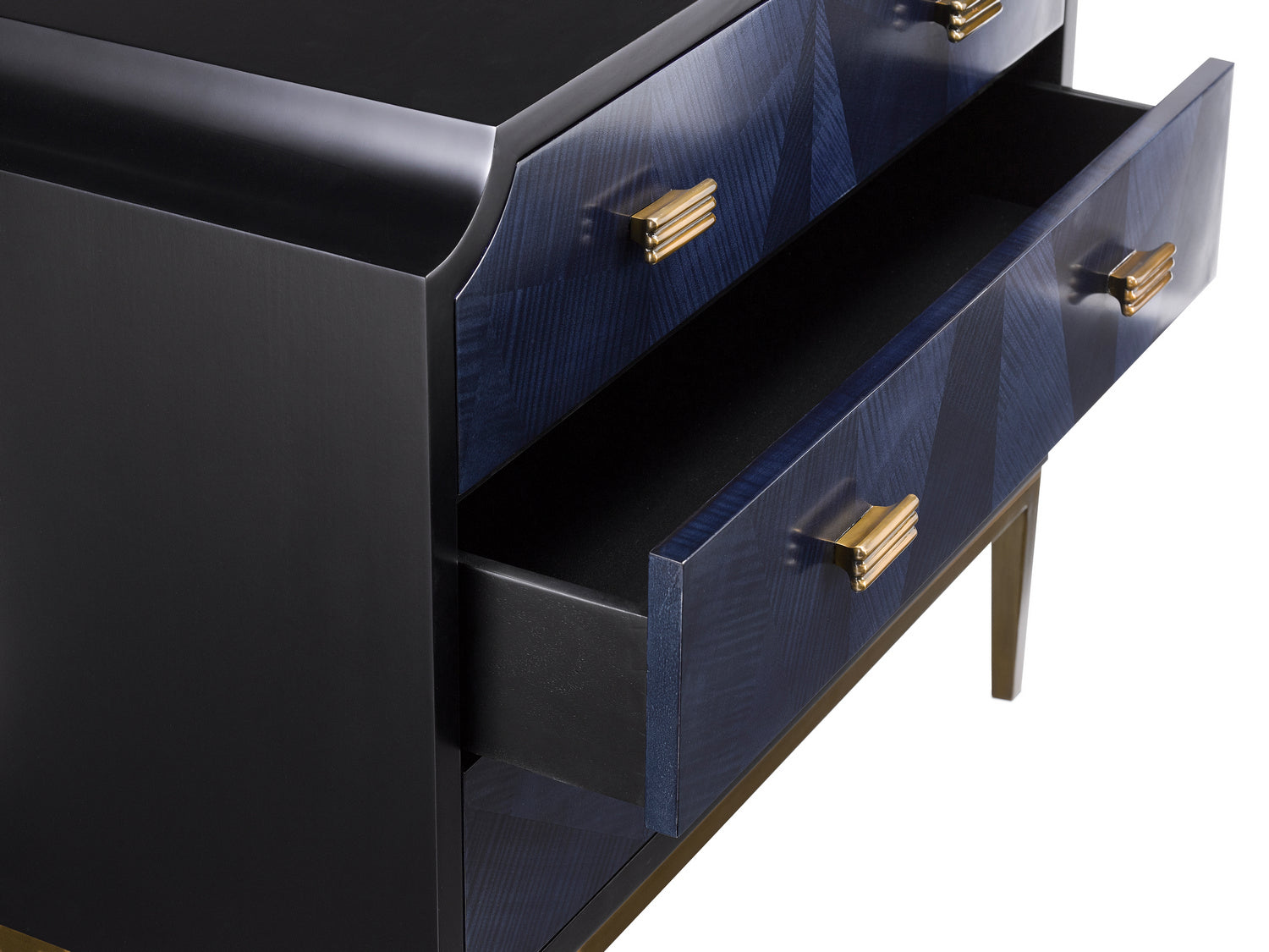 Chest from the Kallista collection in Dark Sapphire/Caviar Black/Antique Brass finish