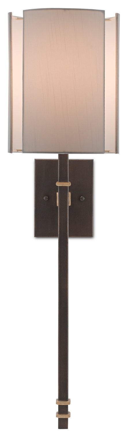 One Light Wall Sconce from the Rocher collection in Hand Rubbed Bronze/Contemporary Gold Leaf finish