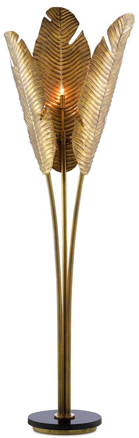 Three Light Floor Lamp from the Tropical collection in Vintage Brass/Black finish