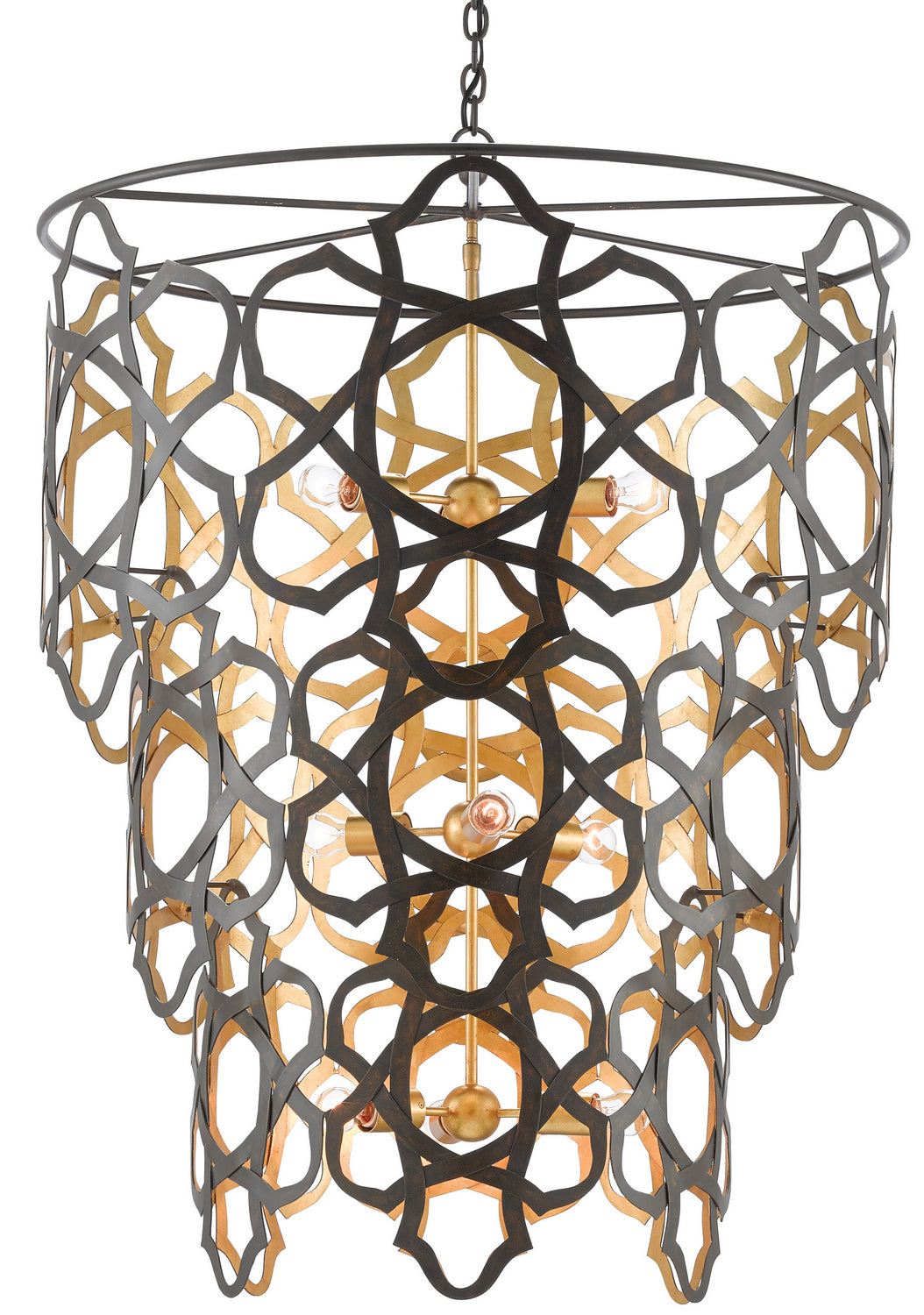 Nine Light Chandelier from the Mauresque collection in Bronze Gold/Contemporary Gold Leaf finish