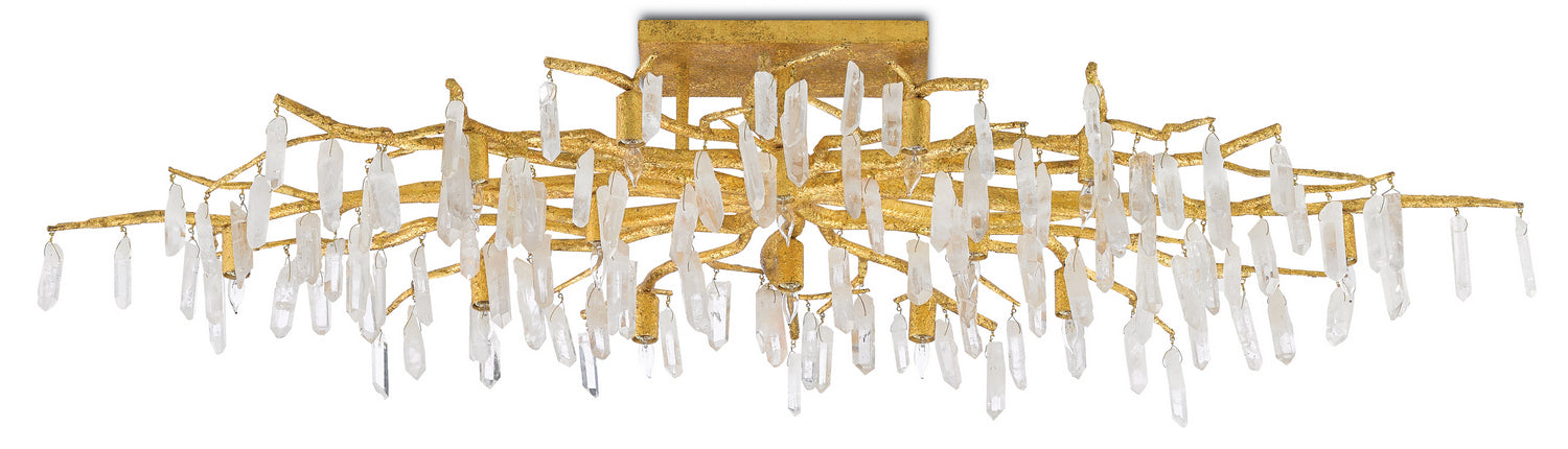 14 Light Semi-Flush Mount from the Aviva Stanoff collection in Washed Lucerne Gold/Natural finish