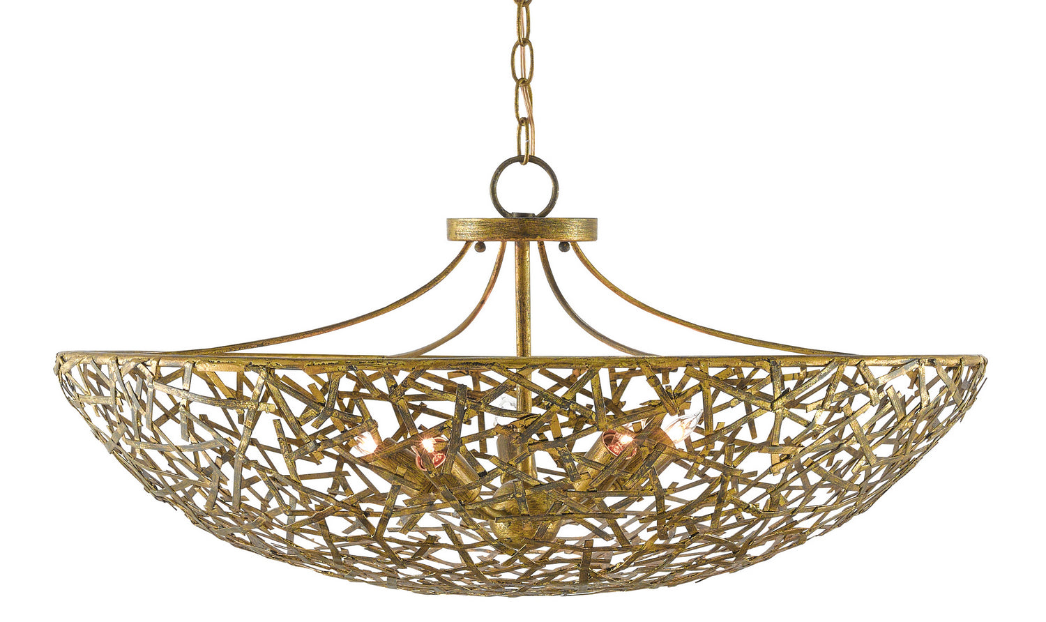 Five Light Chandelier from the Confetti collection in Hand Rubbed Gold Leaf finish