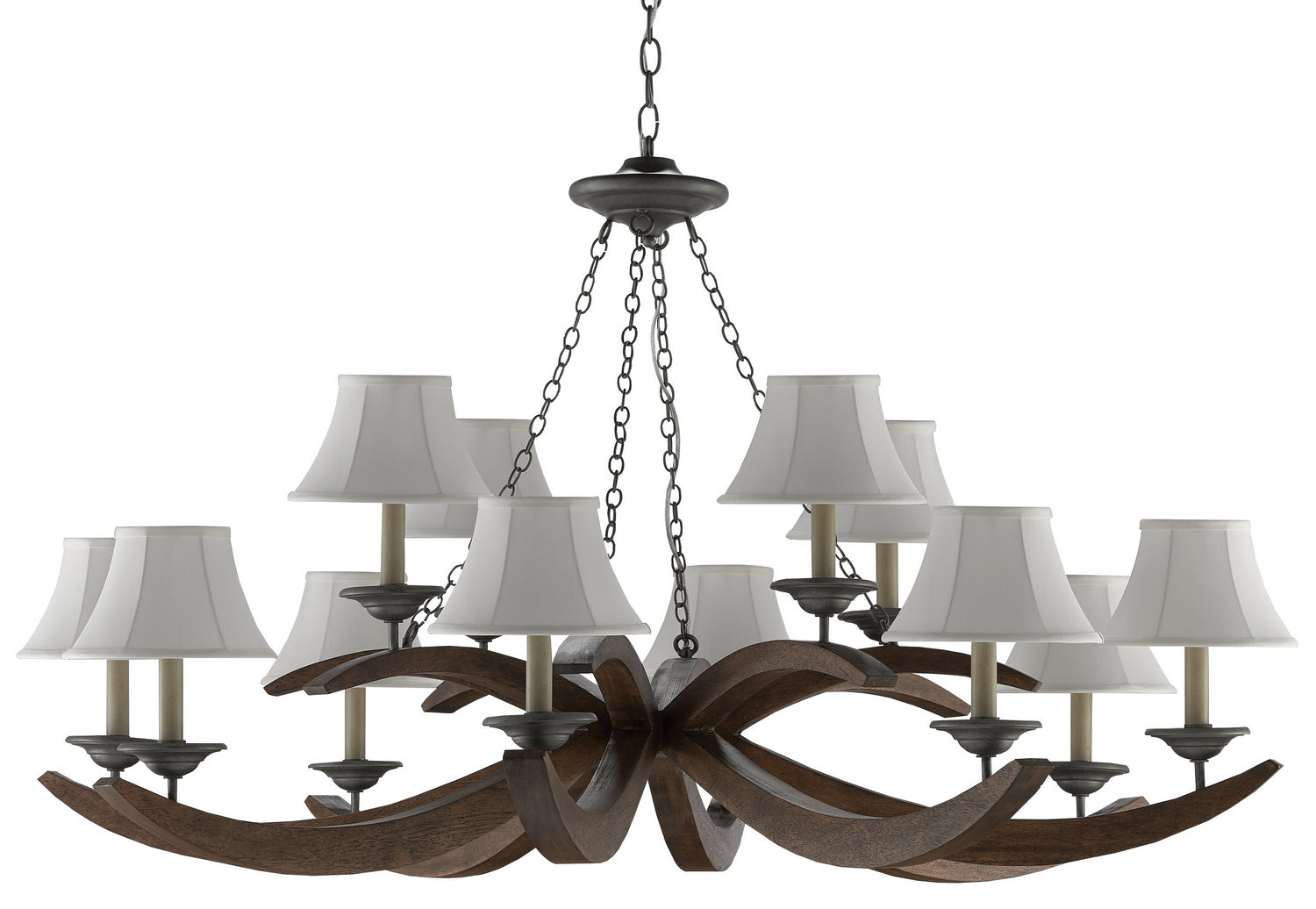 12 Light Chandelier from the Whitlow collection in Burnt Wood/Antique Galvanize finish