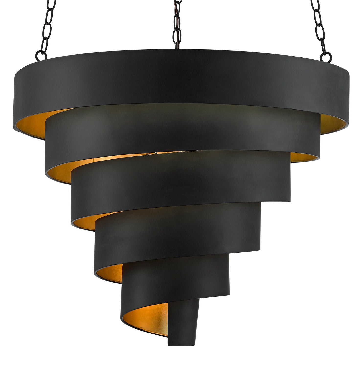 Seven Light Pendant from the Chiffonade collection in Antique Black/Contemporary Gold Leaf finish