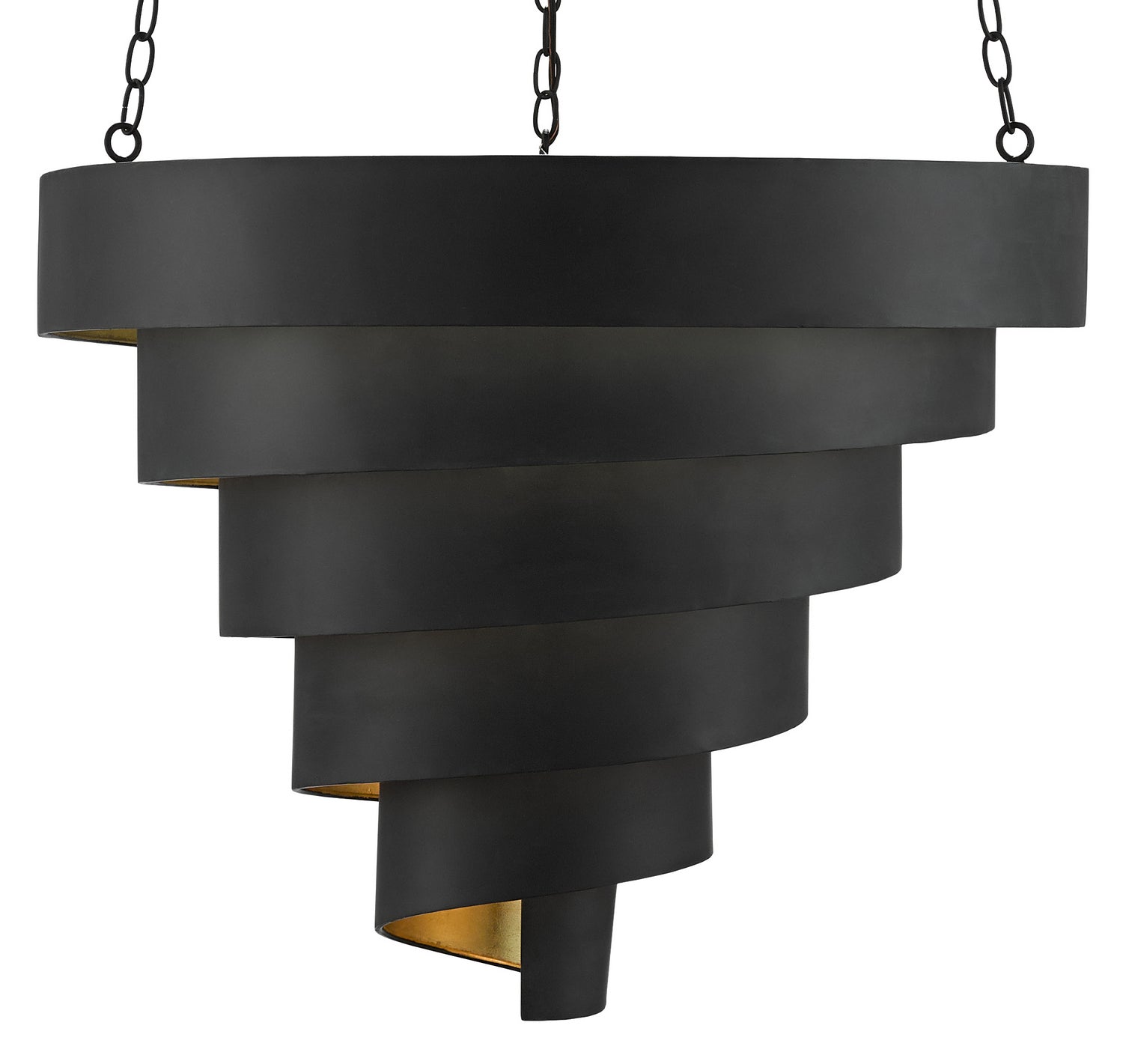 Seven Light Pendant from the Chiffonade collection in Antique Black/Contemporary Gold Leaf finish