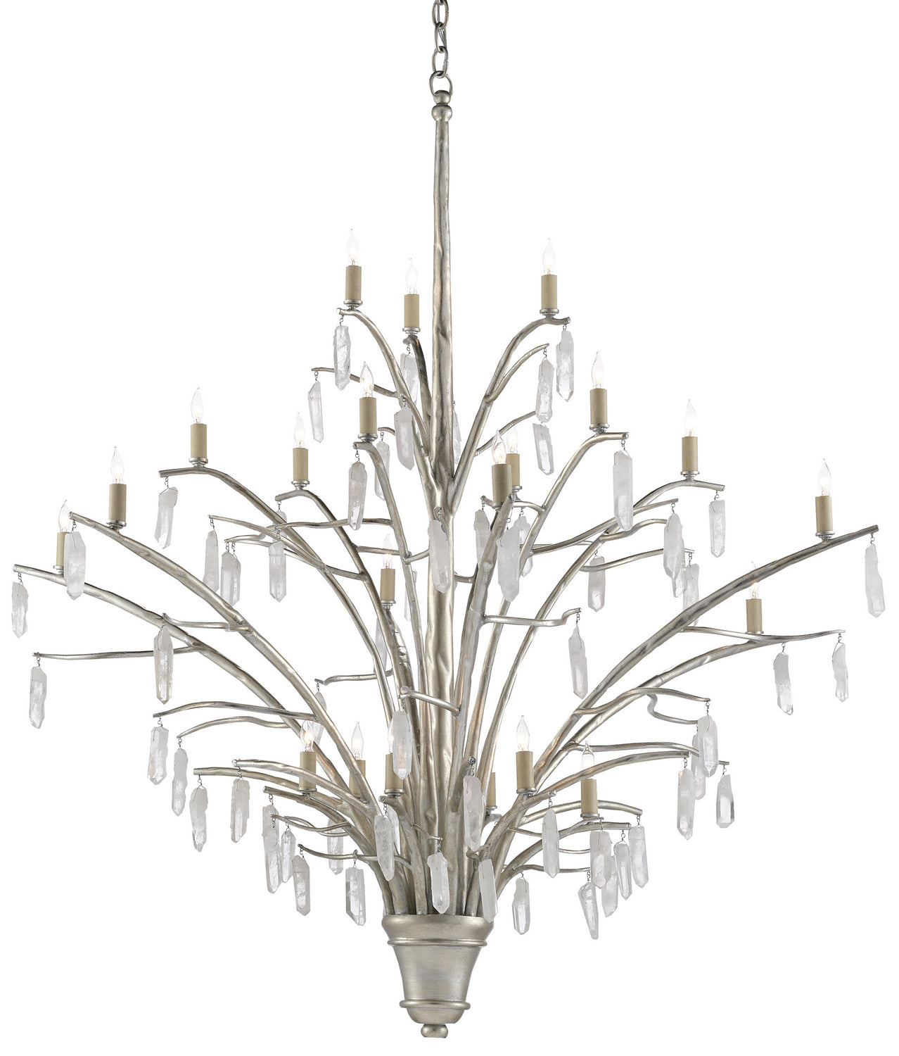 21 Light Chandelier from the Raux collection in Contemporary Silver Leaf/Natural finish