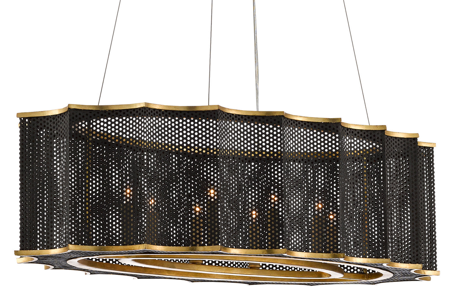 Eight Light Chandelier from the Nightwood collection in Molé Black/Contemporary Gold Leaf finish