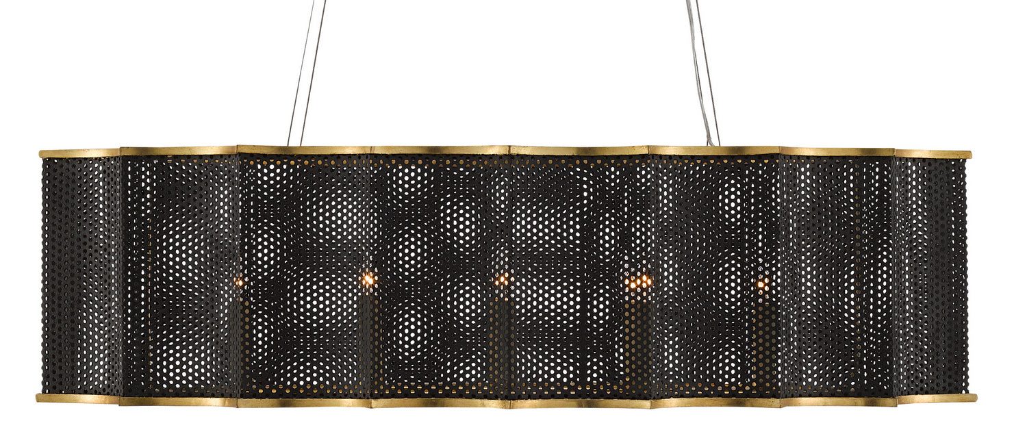 Eight Light Chandelier from the Nightwood collection in Molé Black/Contemporary Gold Leaf finish