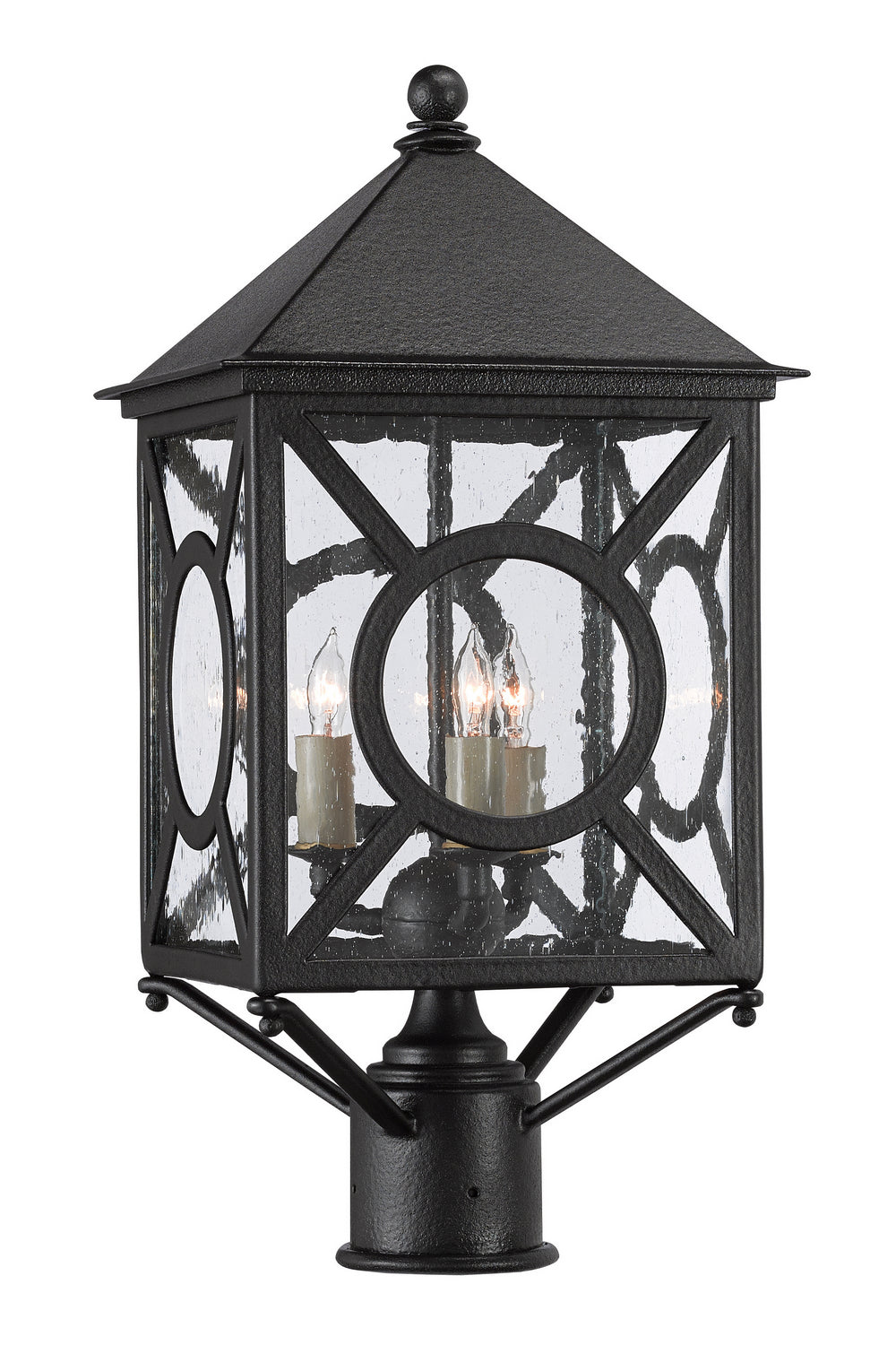 Three Light Post Mount from the Ripley collection in Midnight finish