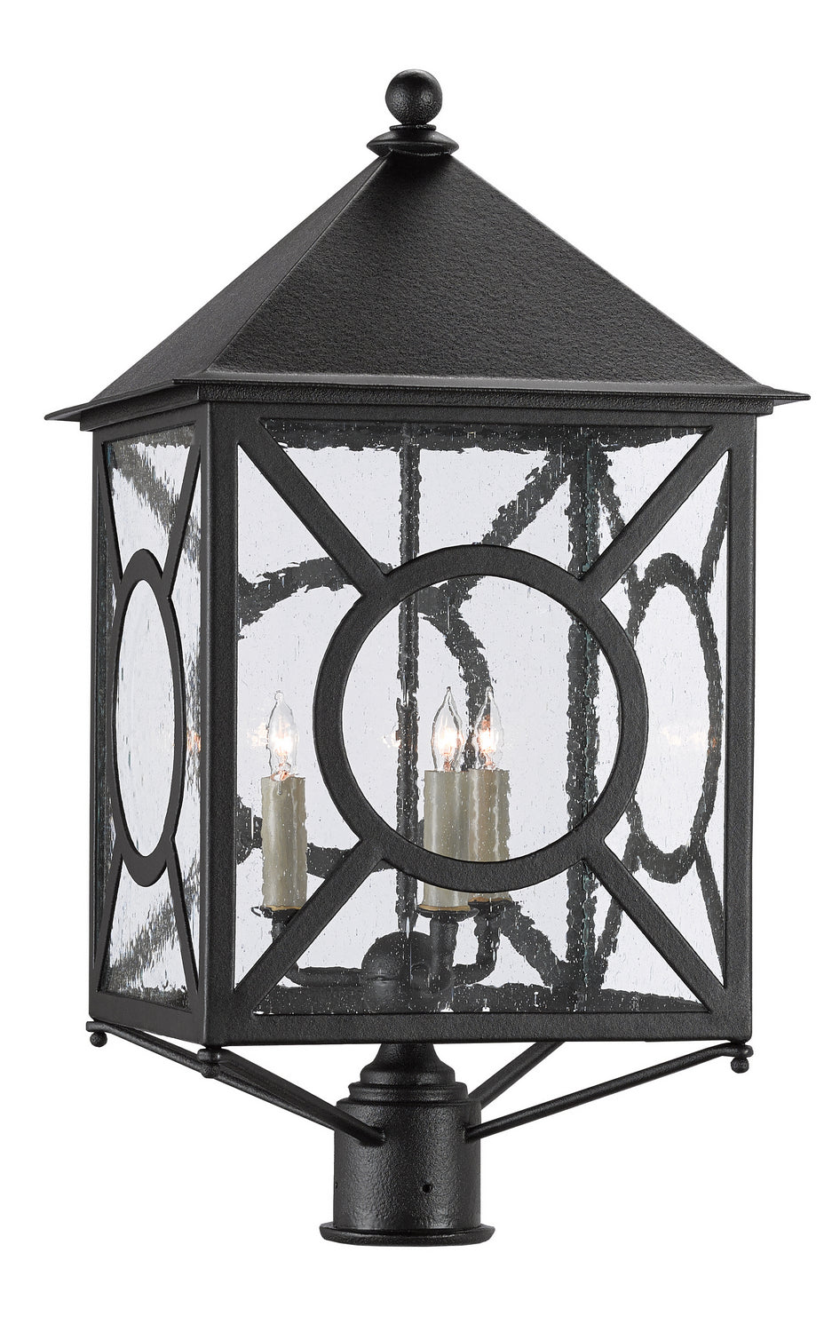 Three Light Post Mount from the Ripley collection in Midnight finish