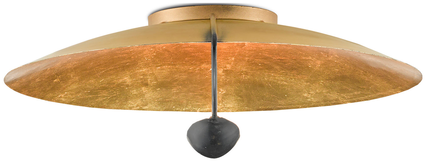 Two Light Flush Mount from the Pinders collection in Contemporary Gold Leaf/French Black finish