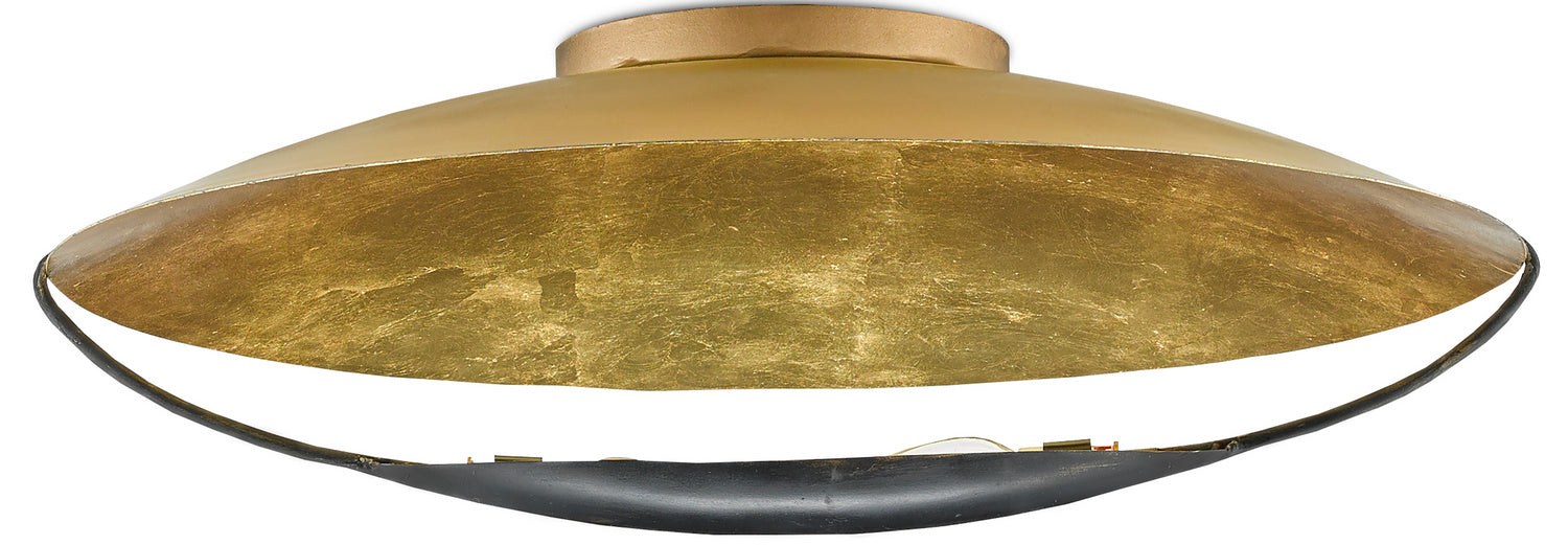 Two Light Flush Mount from the Pinders collection in Contemporary Gold Leaf/French Black finish