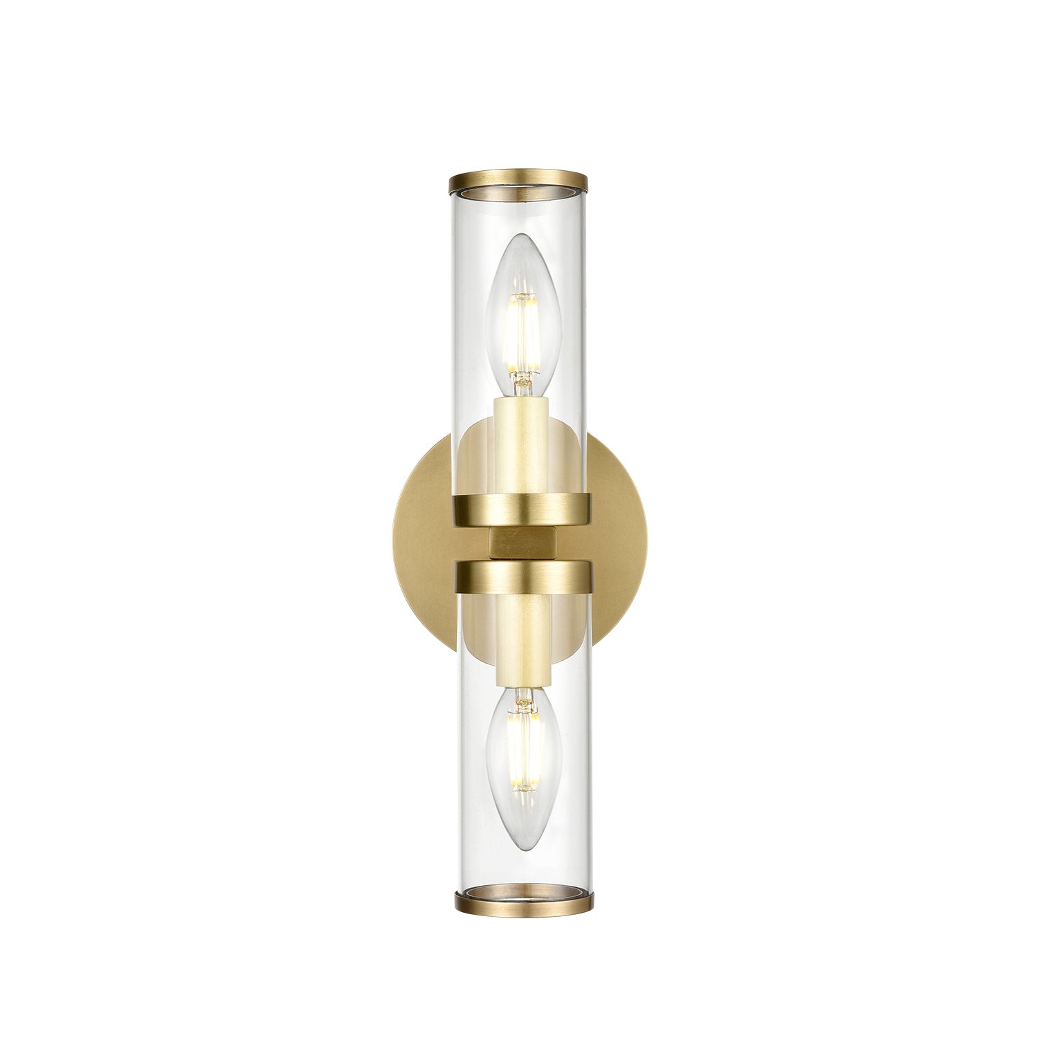 Alora - WV309002NBCG - Two Light Wall Sconce - Revolve - Clear Glass/Natural Brass
