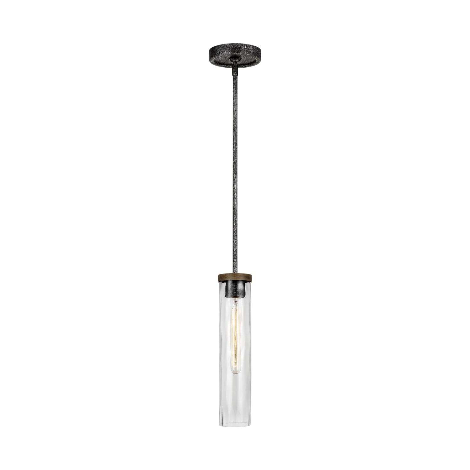 Visual Comfort Studio - P1510DWK/SGM - One Light Pendant - Angelo - Distressed Weathered Oak / Slate Grey Metal