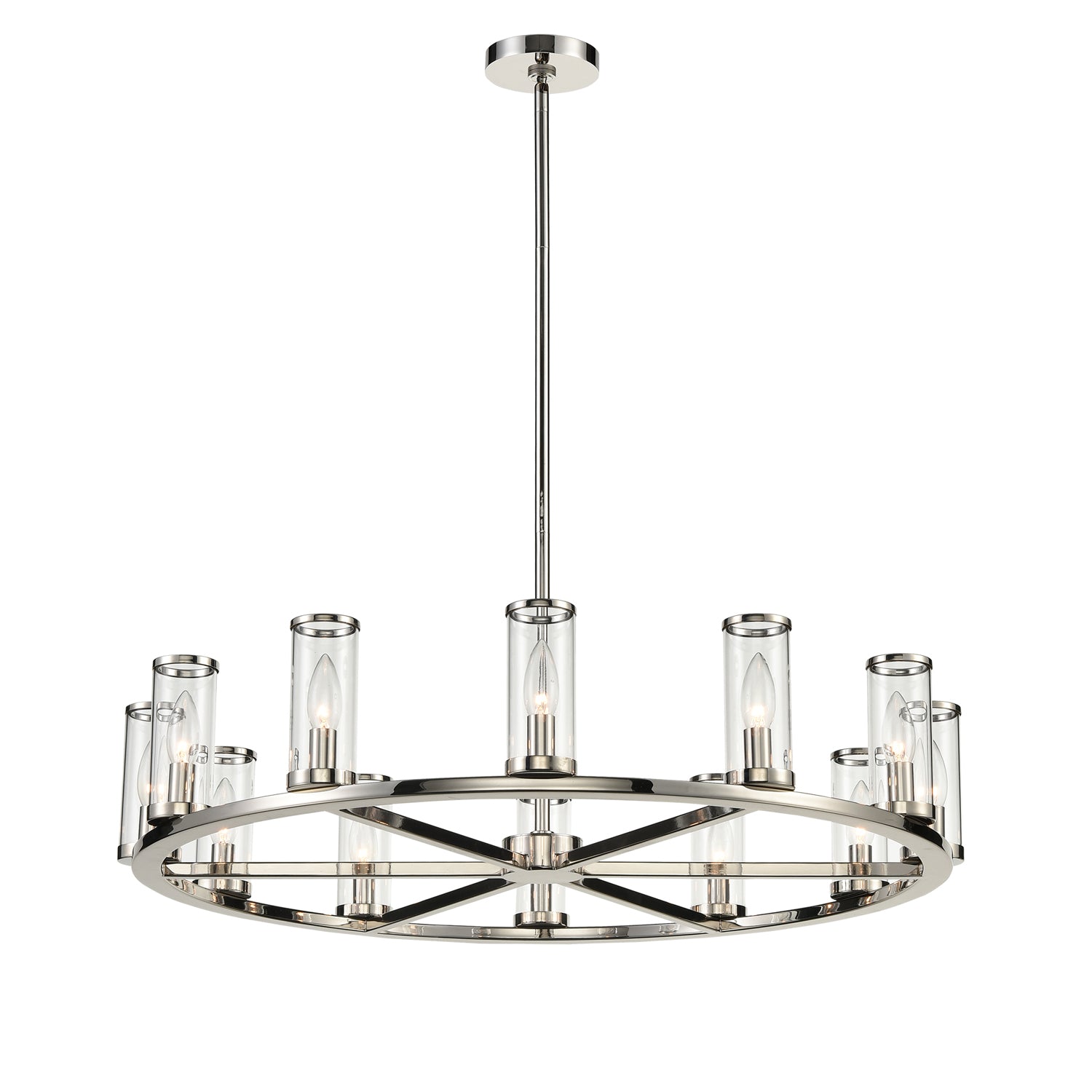 Alora - CH309012PNCG - 12 Light Chandelier - Revolve - Clear Glass/Polished Nickel