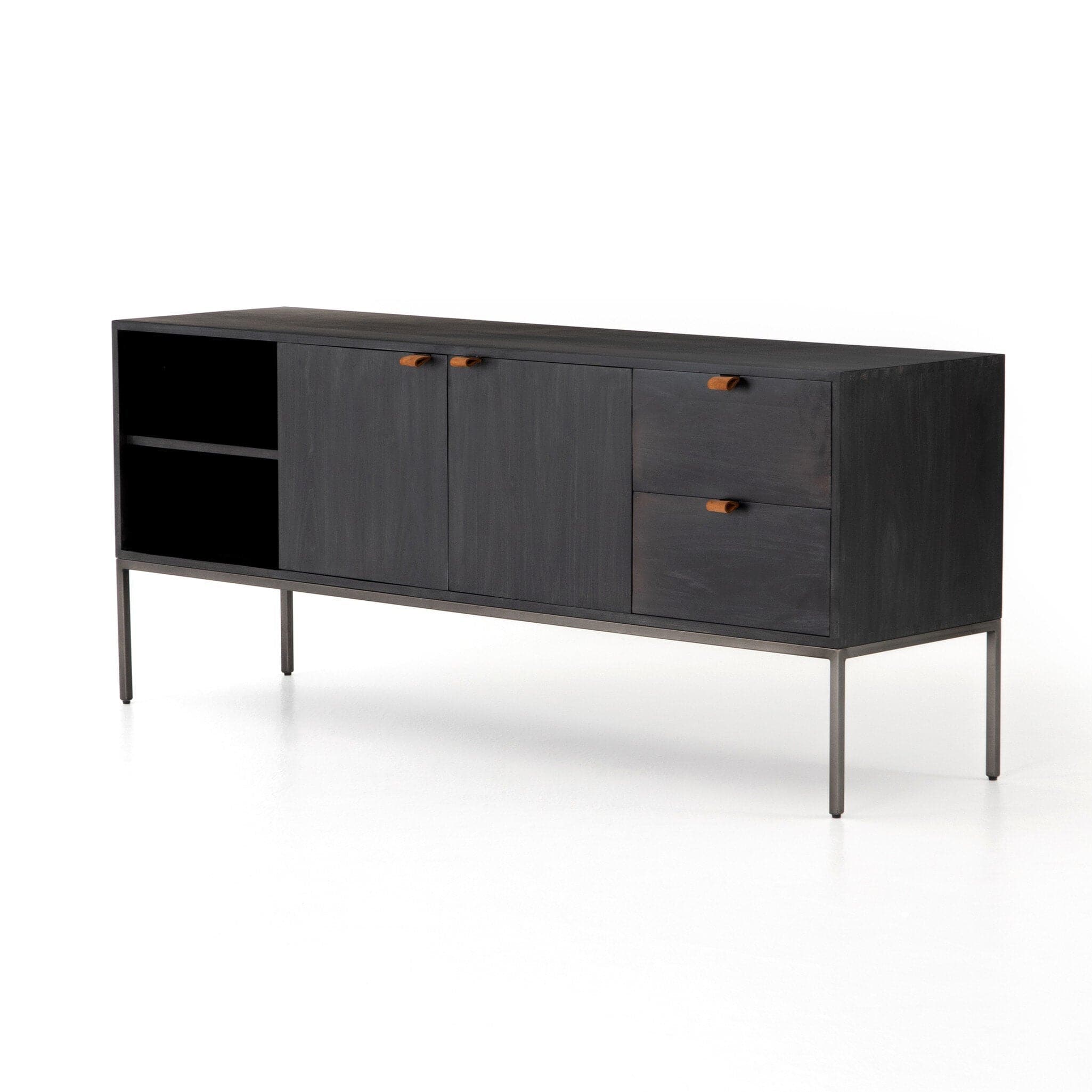 Trey Media Console - Black Wash Poplar