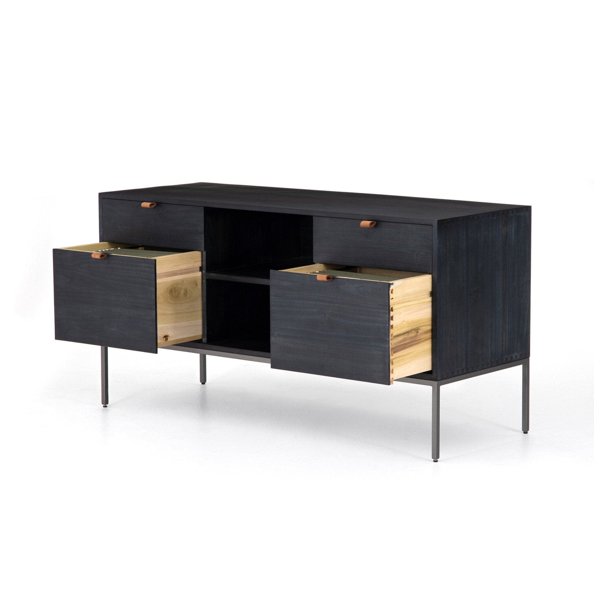 Trey Modular Filing Credenza - Black Wash Poplar