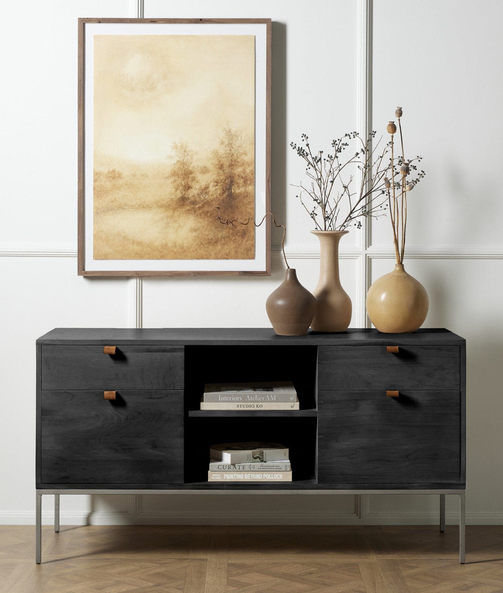 Trey Modular Filing Credenza - Black Wash Poplar