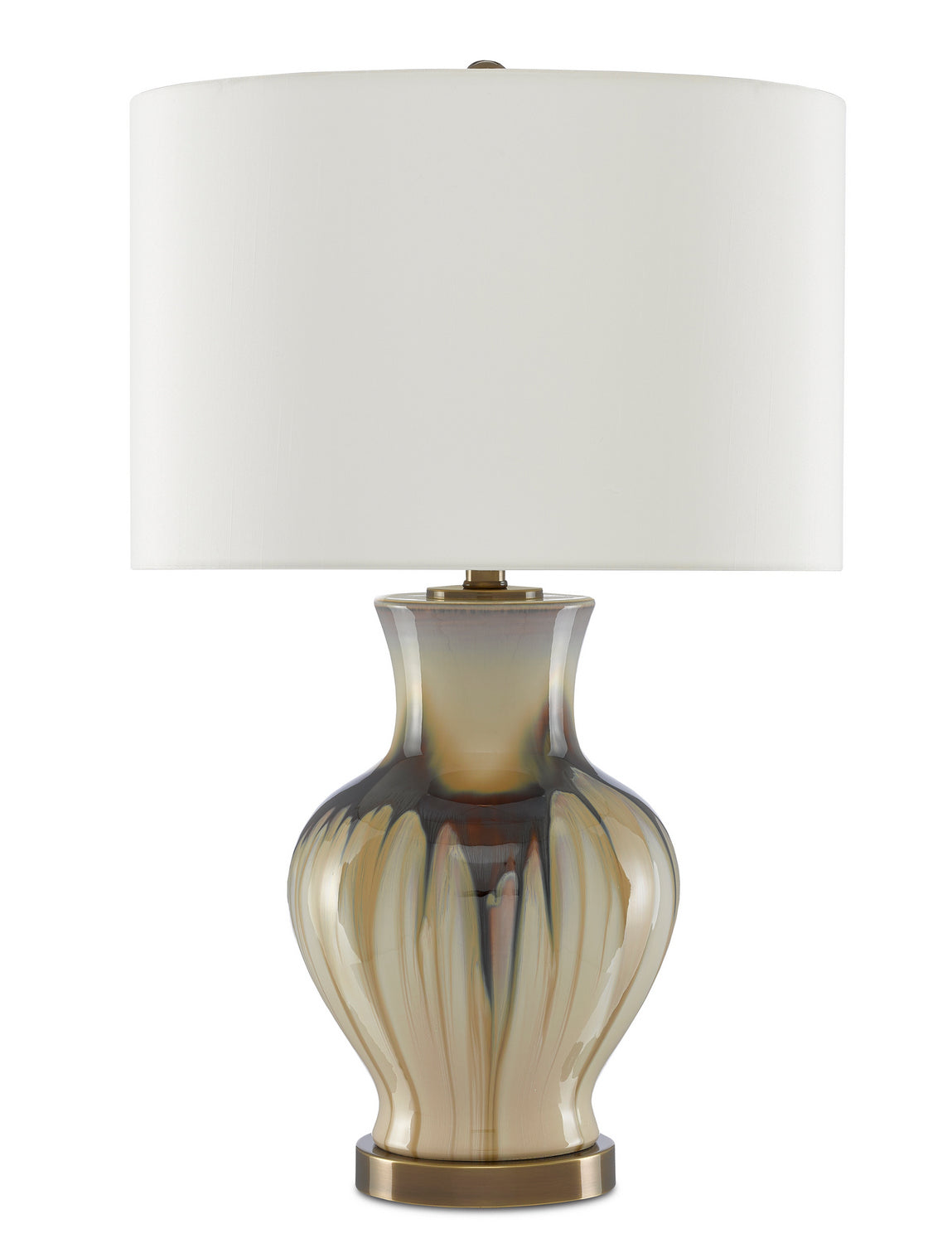 One Light Table Lamp from the Muscadine collection in Cream/Brown/Antique Brass finish