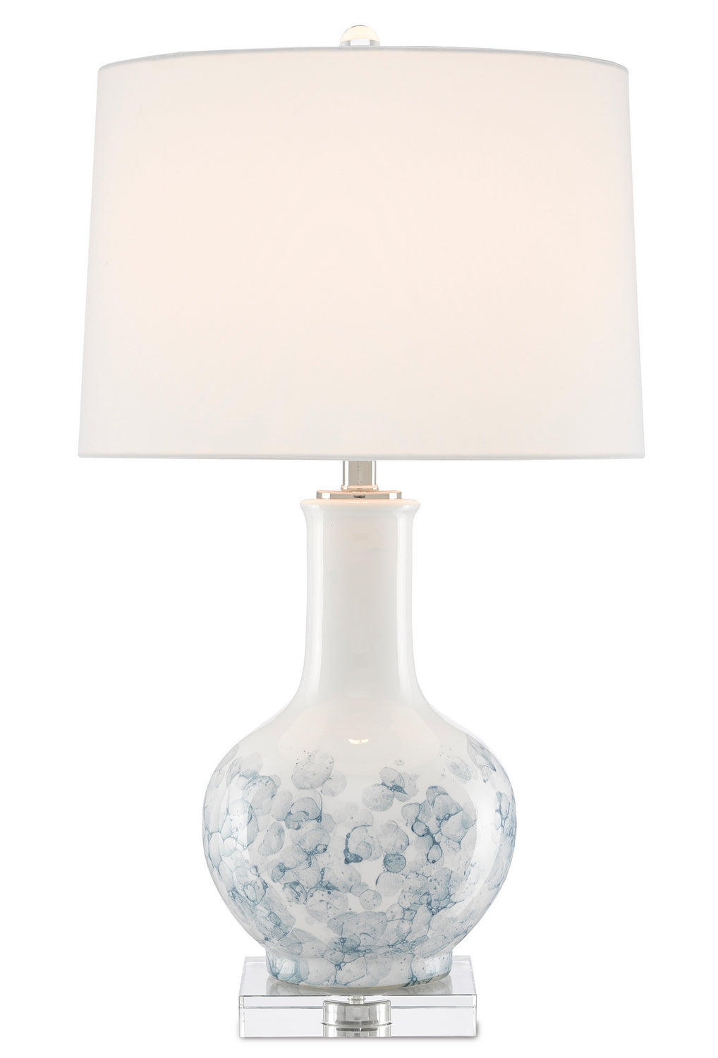 One Light Table Lamp from the Myrtle collection in White/Blue/Clear/Polished Nickel finish