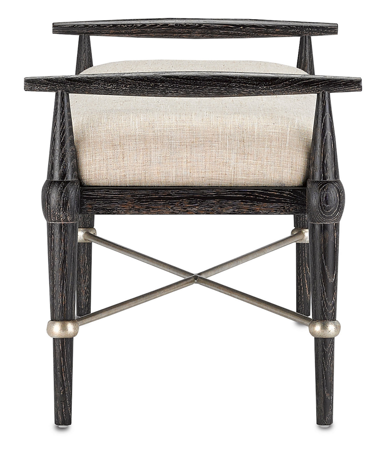 Bench from the Perrin collection in Ebonized Wood/Silver Granello finish