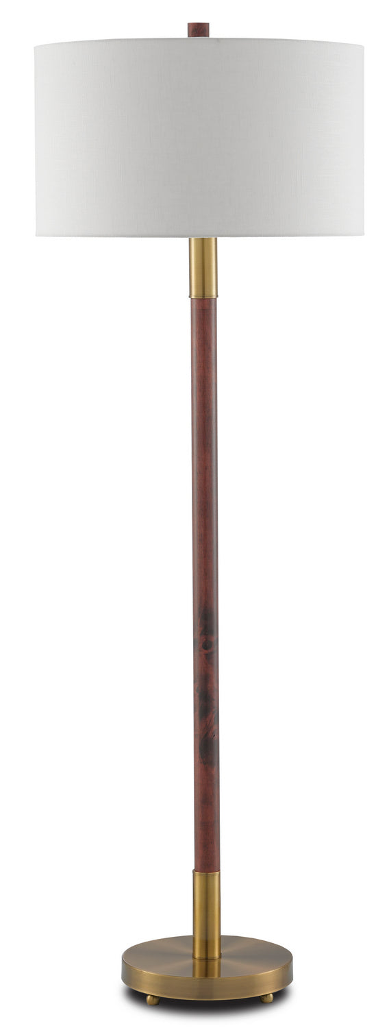 One Light Floor Lamp from the Bravo collection in Mahogany/Antique Brass finish