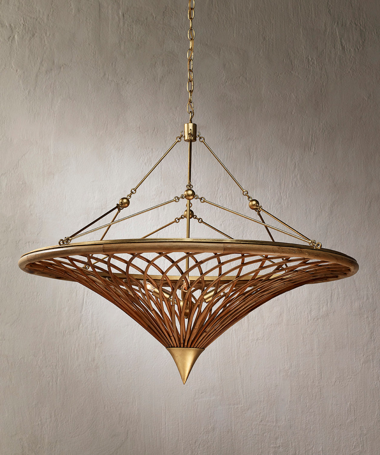 Four Light Chandelier from the Gaborone collection in Natural/Contemporary Gold Leaf finish