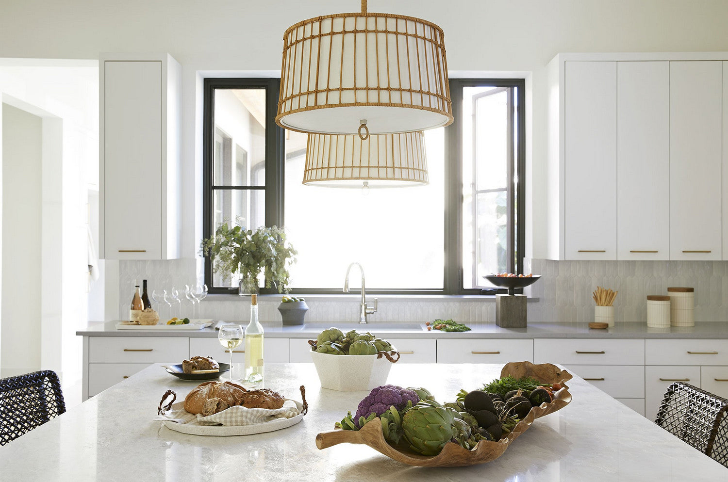 Four Light Island Pendant from the Sea collection in Natural finish