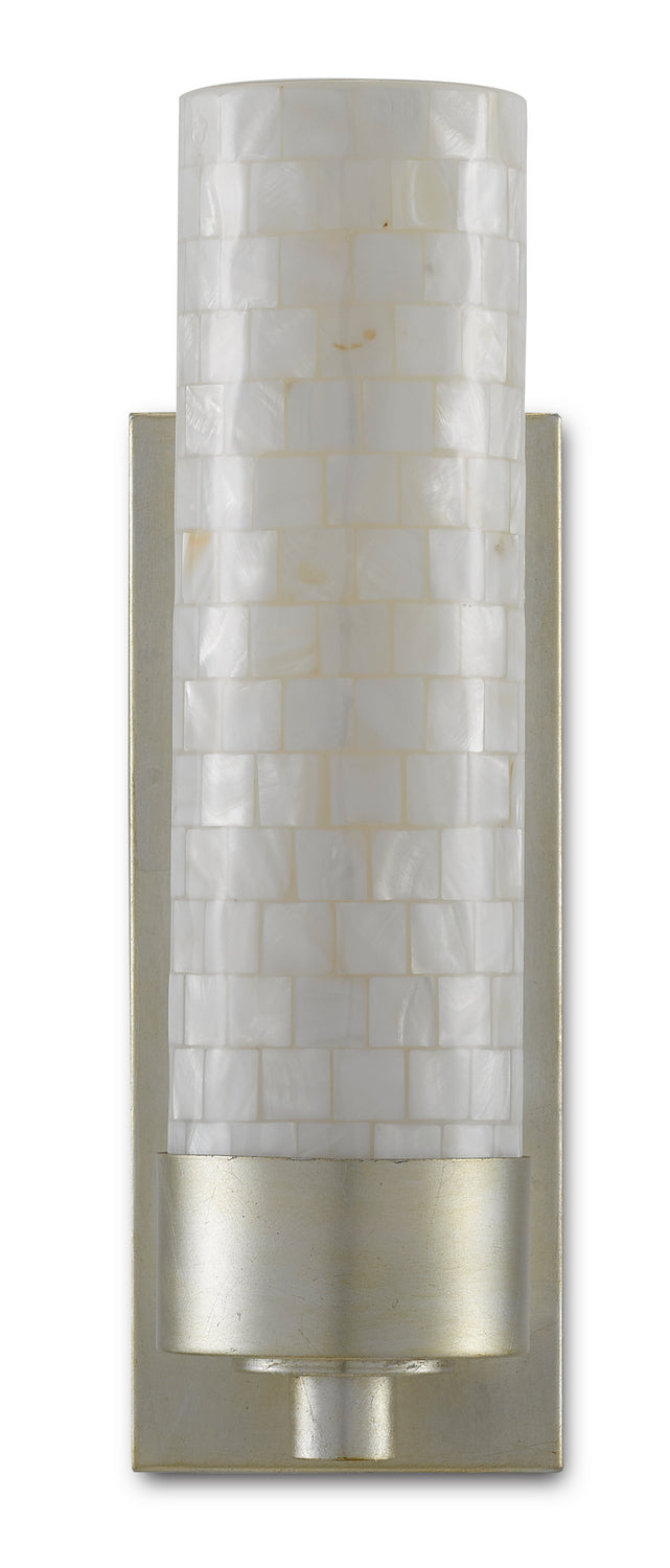 One Light Wall Sconce from the Abadan collection in Pearl/Silver Leaf finish