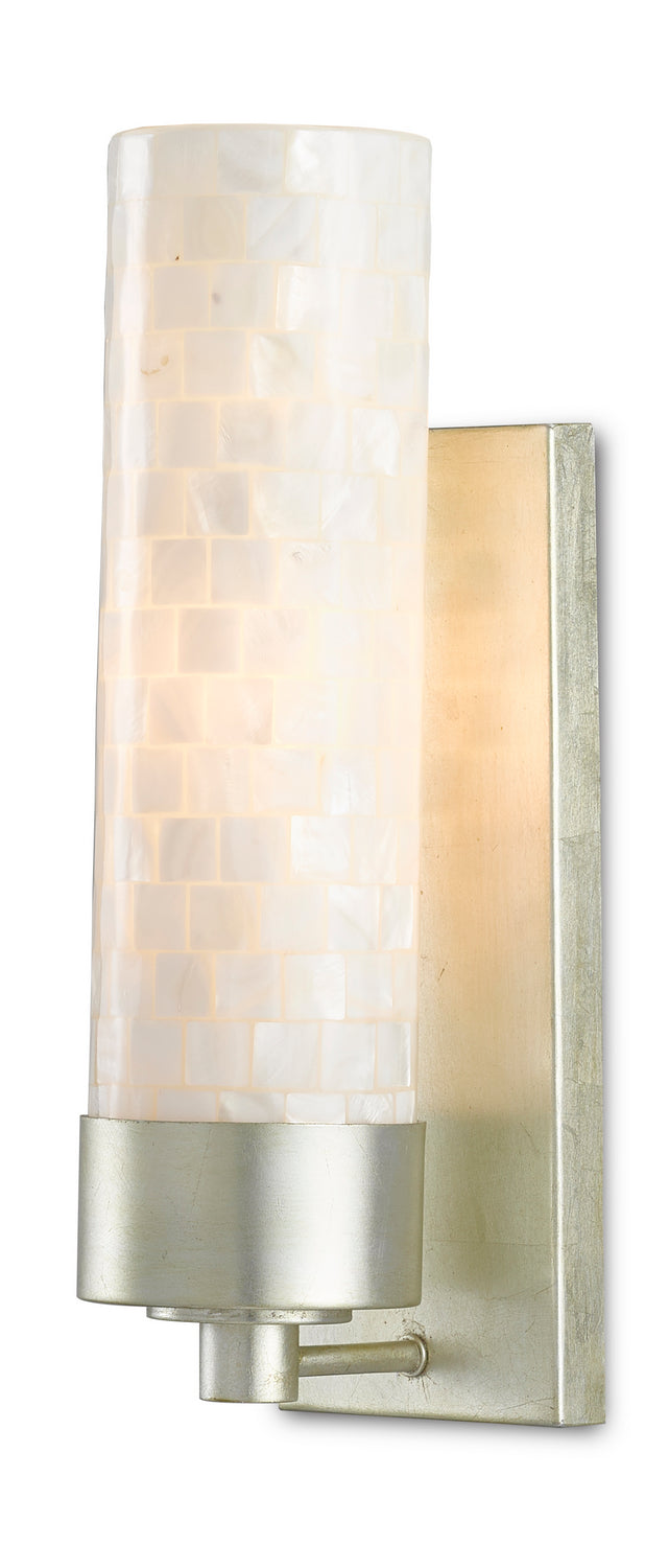 One Light Wall Sconce from the Abadan collection in Pearl/Silver Leaf finish