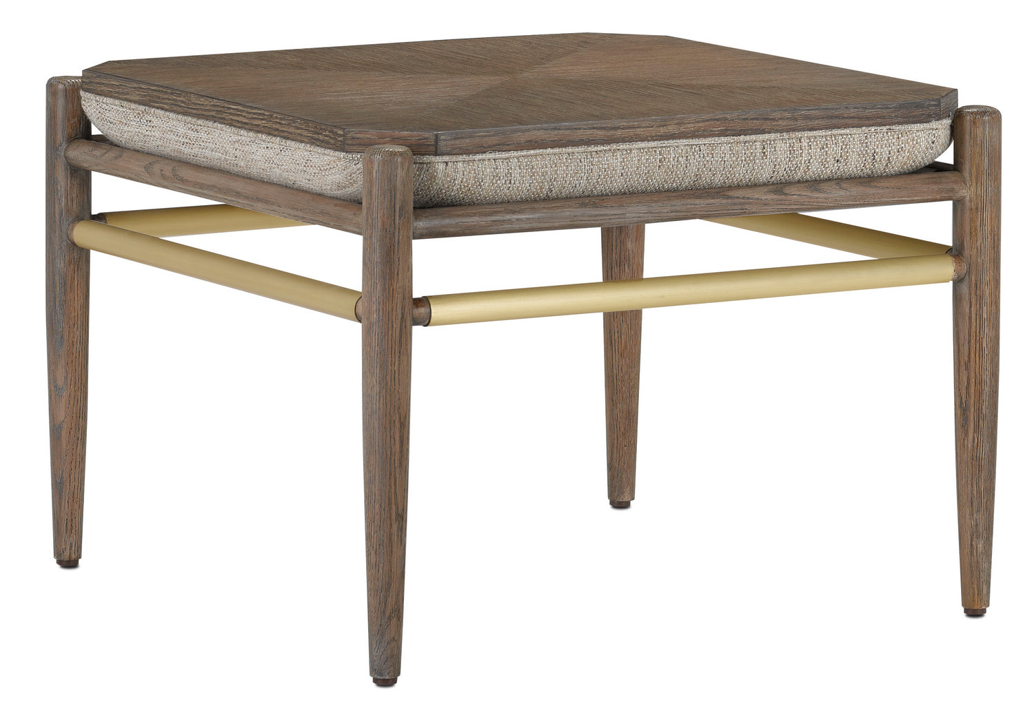 Ottoman from the Visby collection in Light Pepper/Brushed Brass finish