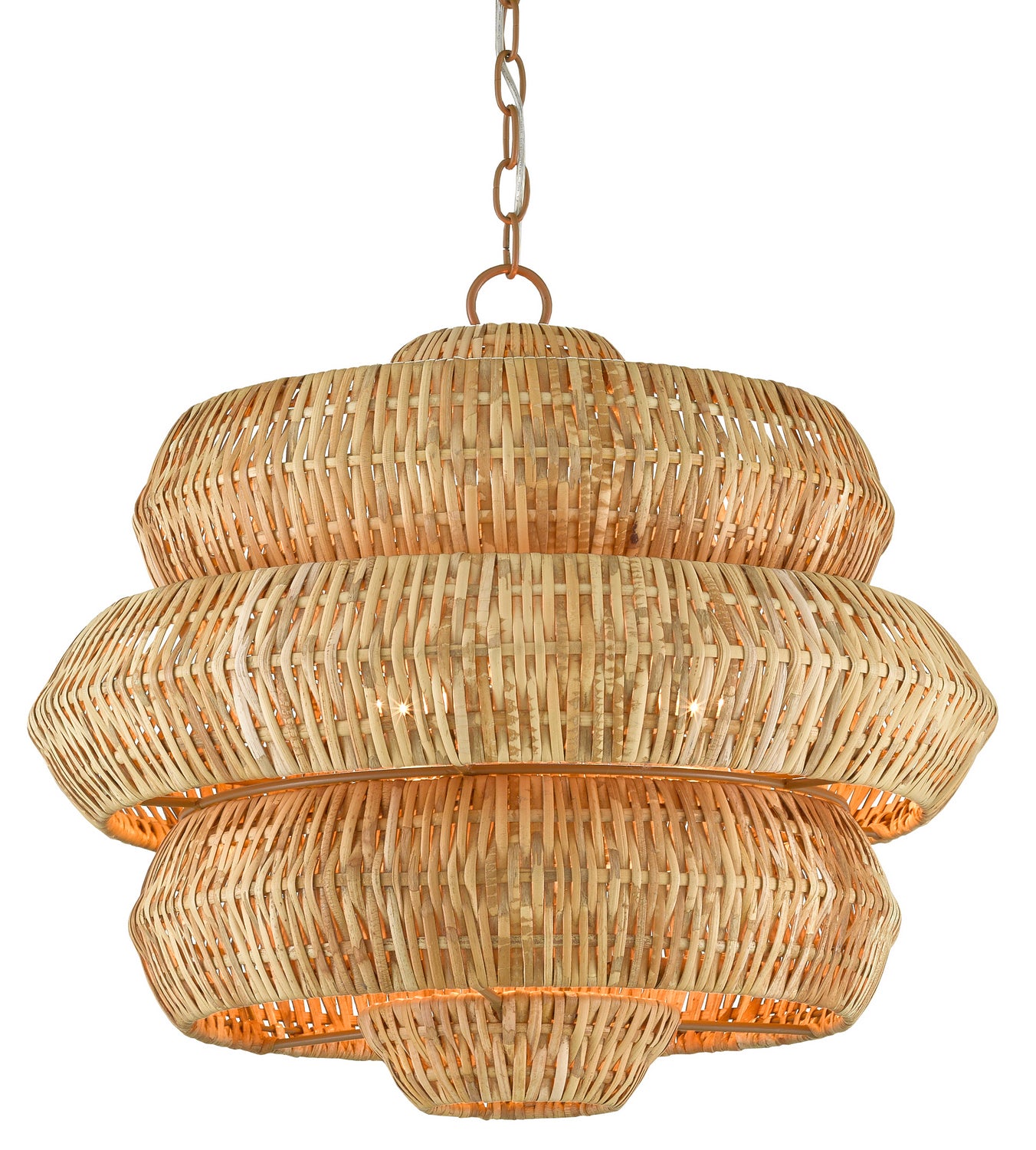 Three Light Chandelier from the Antibes collection in Natural/Khaki finish