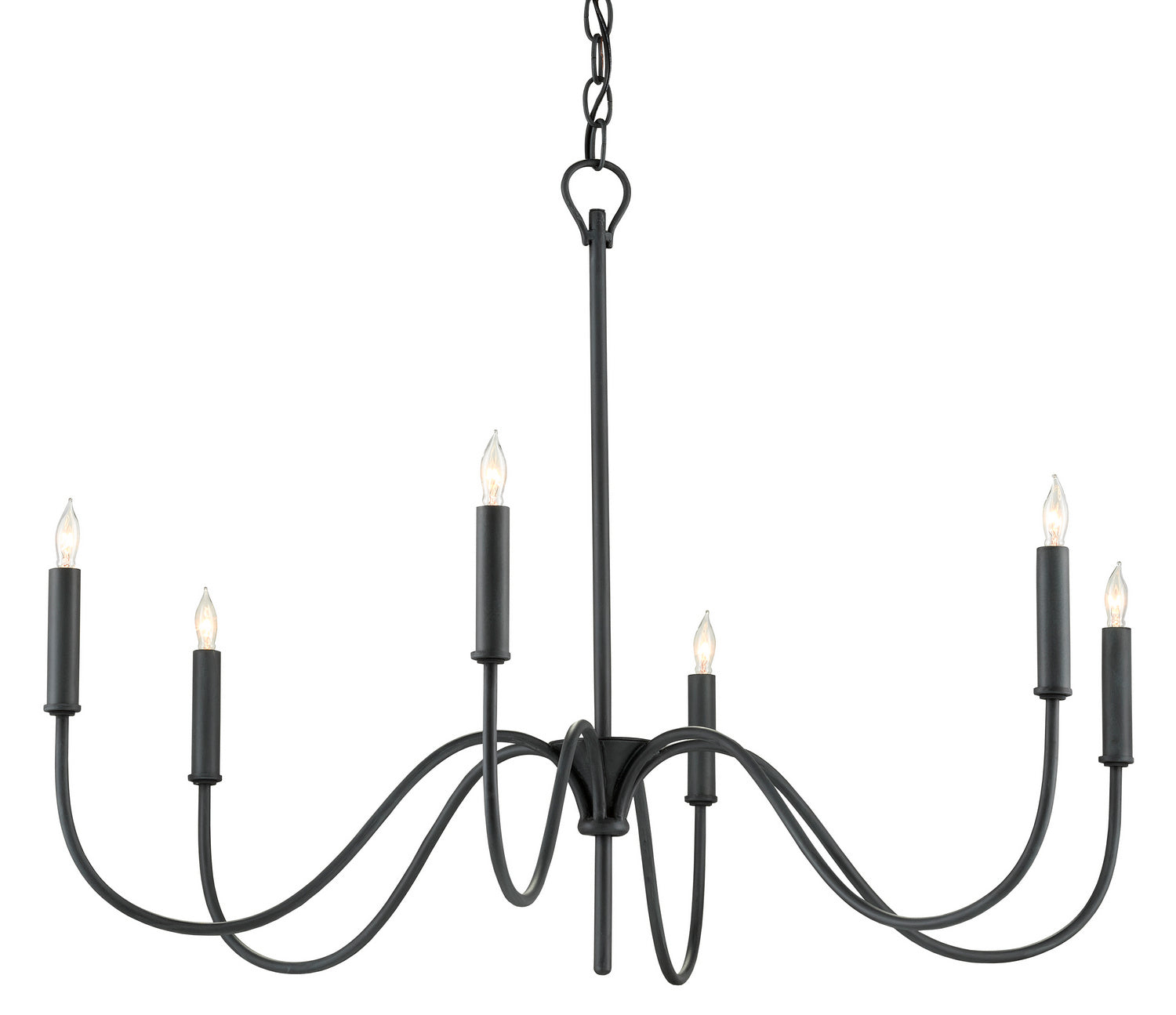 Six Light Chandelier from the Tirrell collection in Antique Black finish