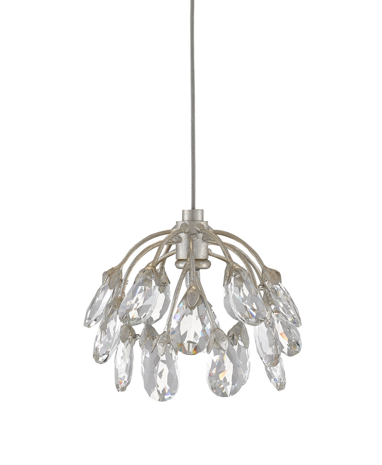 One Light Pendant from the Crystal collection in Crystal/ Contemporary Silver Leaf finish