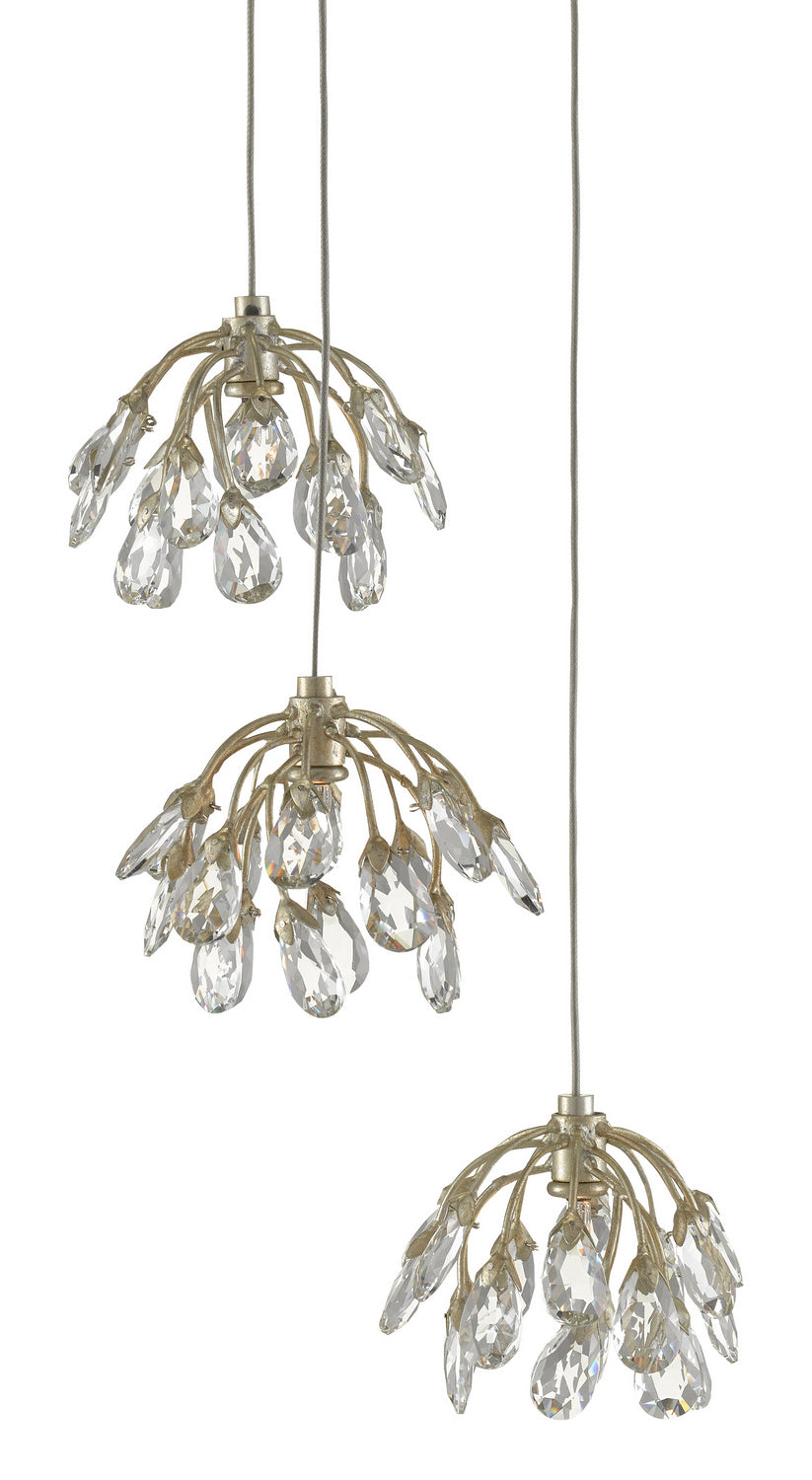 Three Light Pendant from the Crystal collection in Crystal/ Contemporary Silver Leaf finish