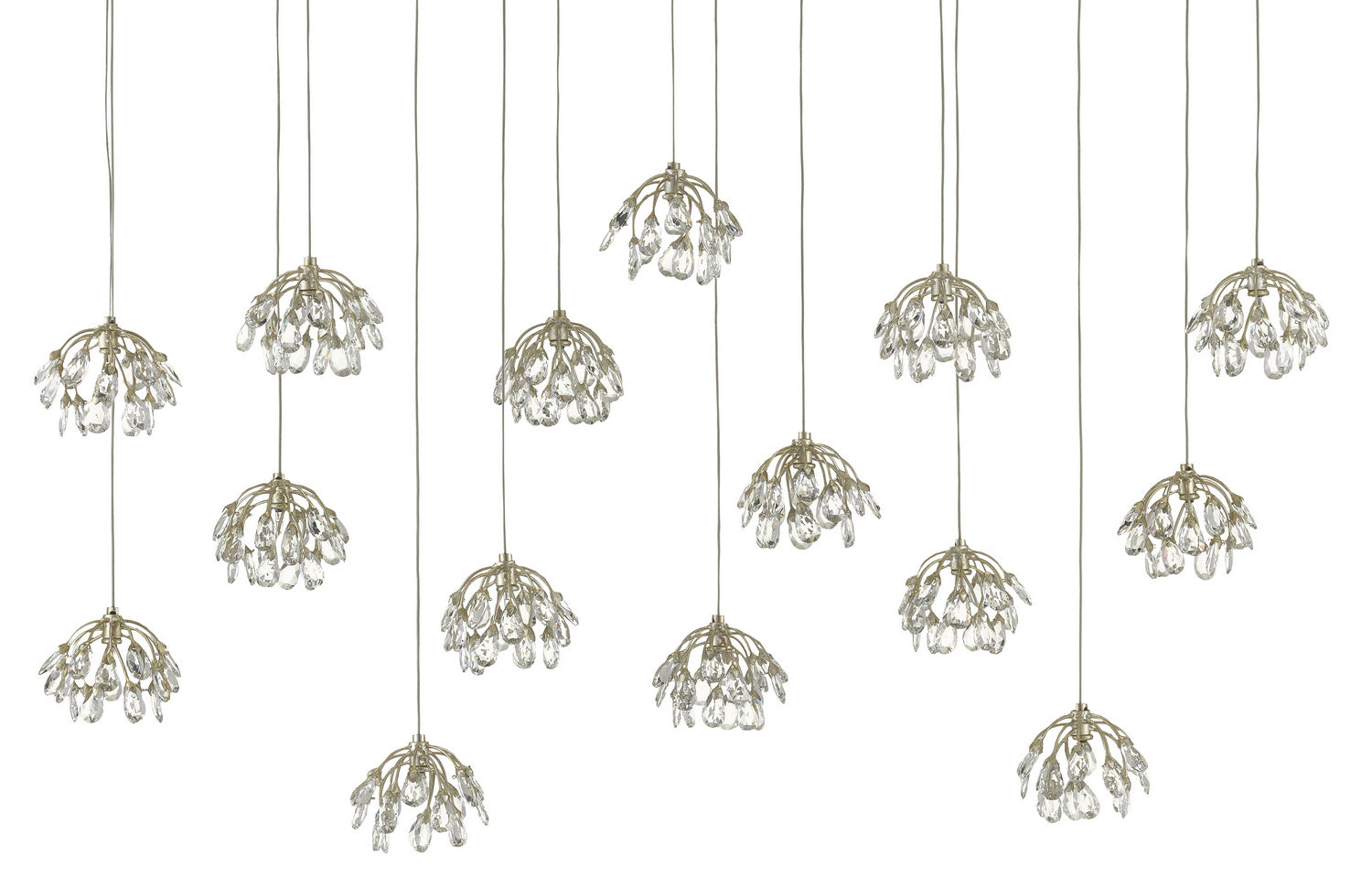 15 Light Pendant from the Crystal collection in Crystal/ Contemporary Silver Leaf finish