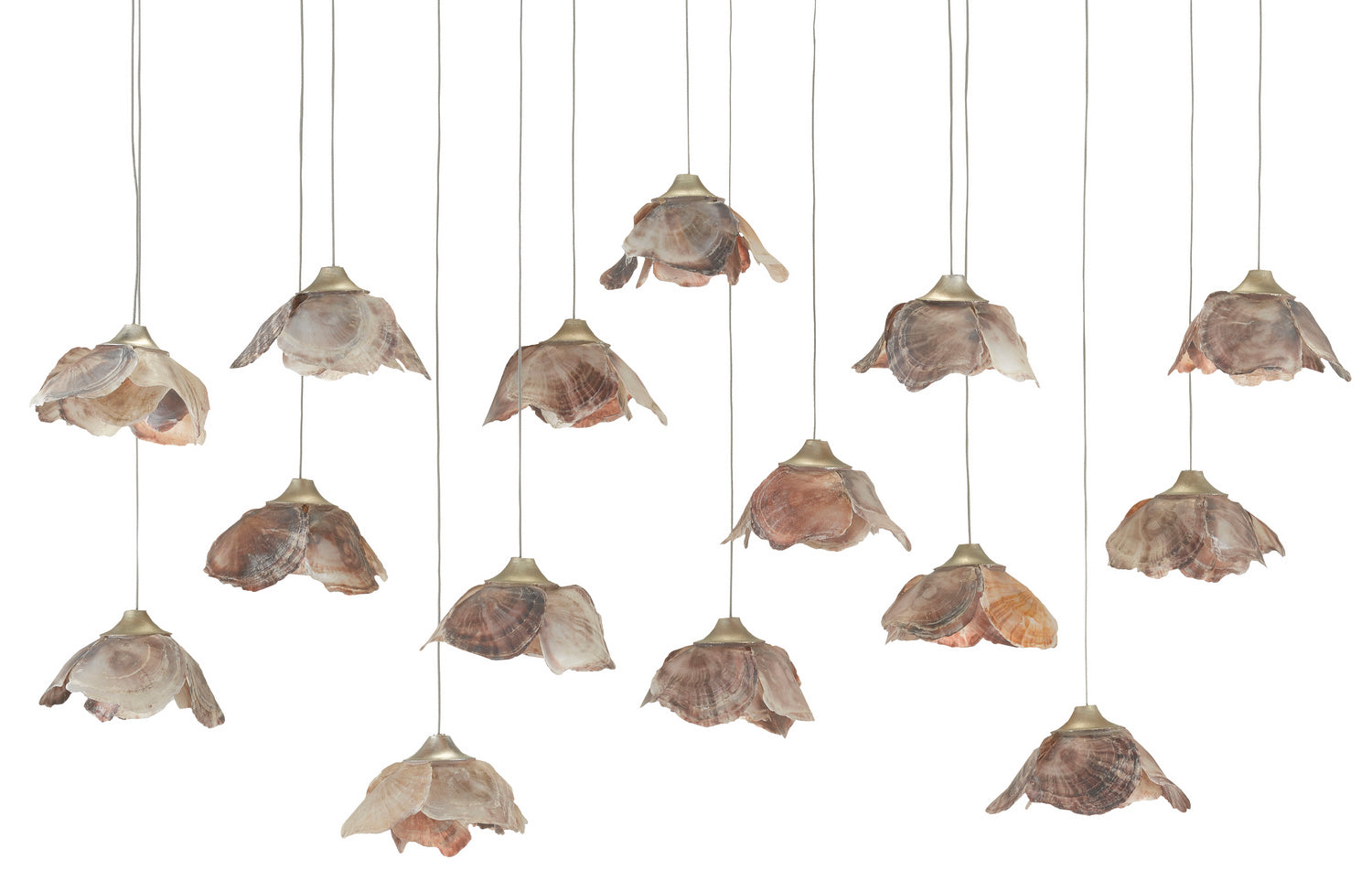 15 Light Pendant from the Catrice collection in Natural Shell/Contemporary Silver Leaf finish