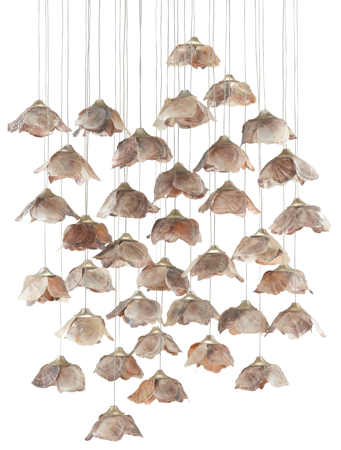 36 Light Pendant from the Catrice collection in Natural Shell/Contemporary Silver Leaf finish