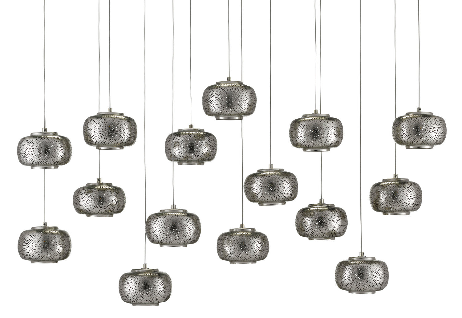 15 Light Pendant from the Pepper collection in Nickel finish