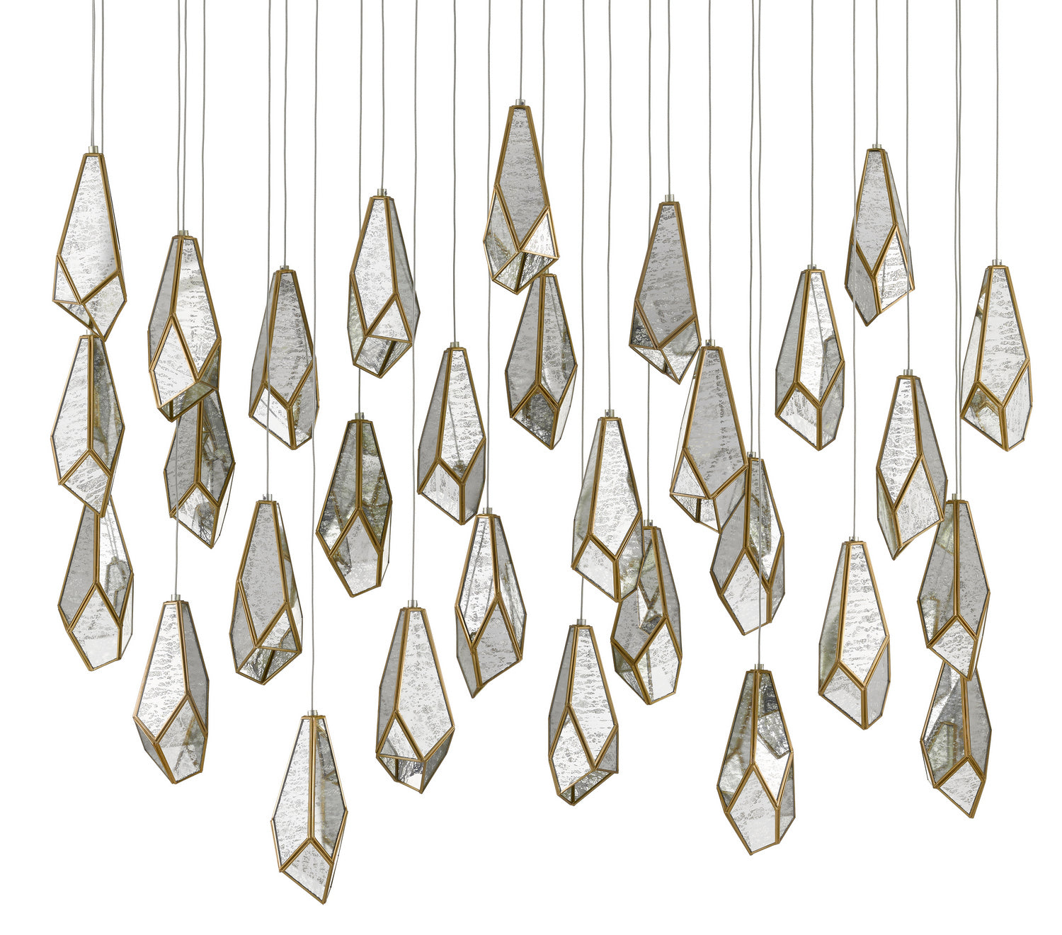 30 Light Pendant from the Glace collection in Raj Mirror/Antique Brass finish