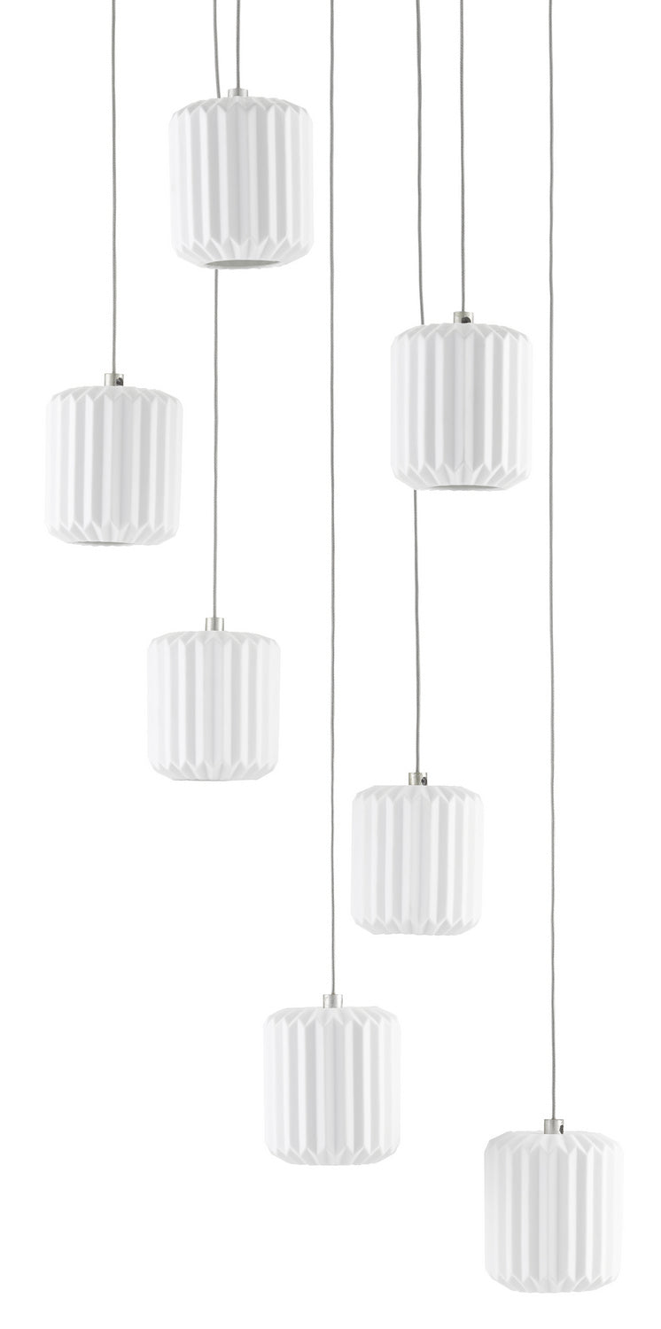 Seven Light Pendant from the Dove collection in White finish